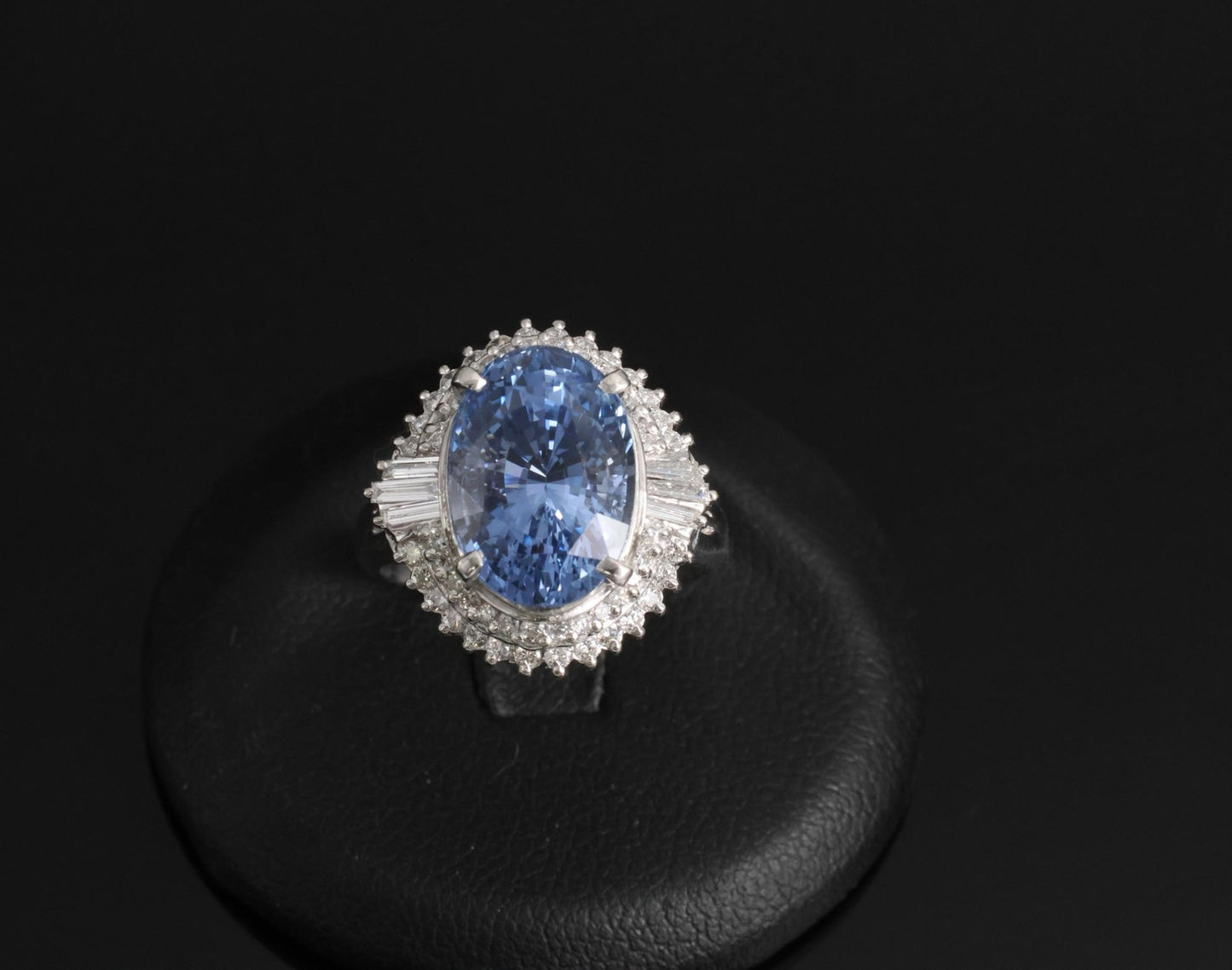 7.43ct Oval Ceylon Blue Sapphire Diamond Halo Ring — GIA Certified, Platinum