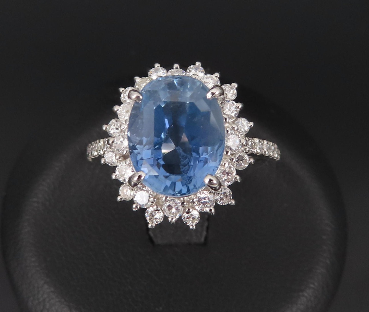 5.05ct Oval Sapphire Diamond Halo Ring — GIA Certified, Platinum