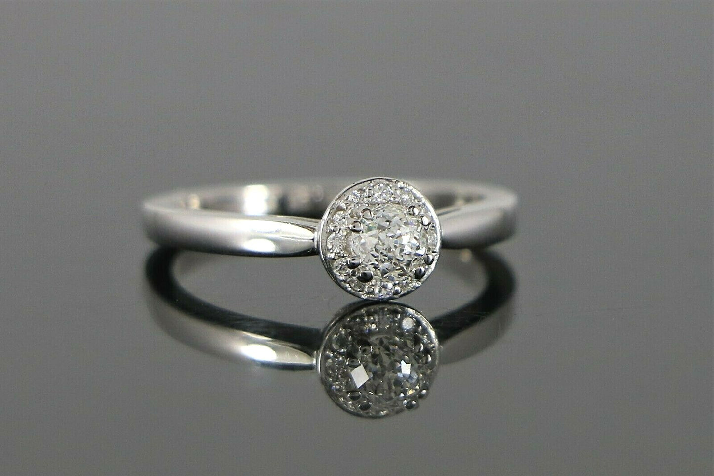 0.47ct Round Brilliant Diamond Halo Engagement Ring — GIA Certified, 14k White Gold