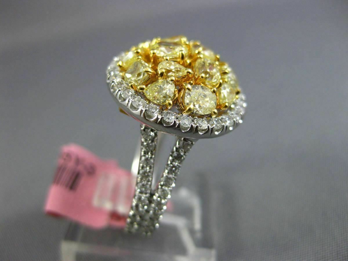 2.87ct Fancy Yellow & White Diamond 3D Cluster Ring — GIA Certified, 18k Two-Tone Gold