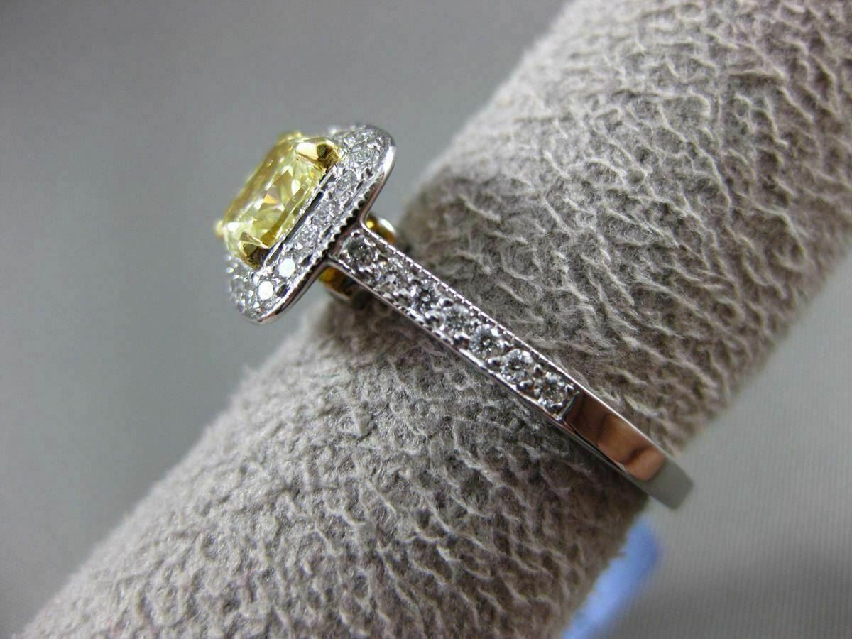 1.06ct Fancy Yellow Diamond Halo Engagement Ring — GIA Certified, 18k White Gold