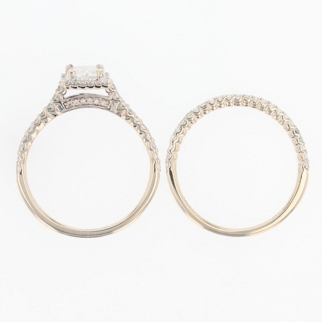 1.36ct Princess Diamond Halo Wedding Set — GIA Certified, 14k White Gold