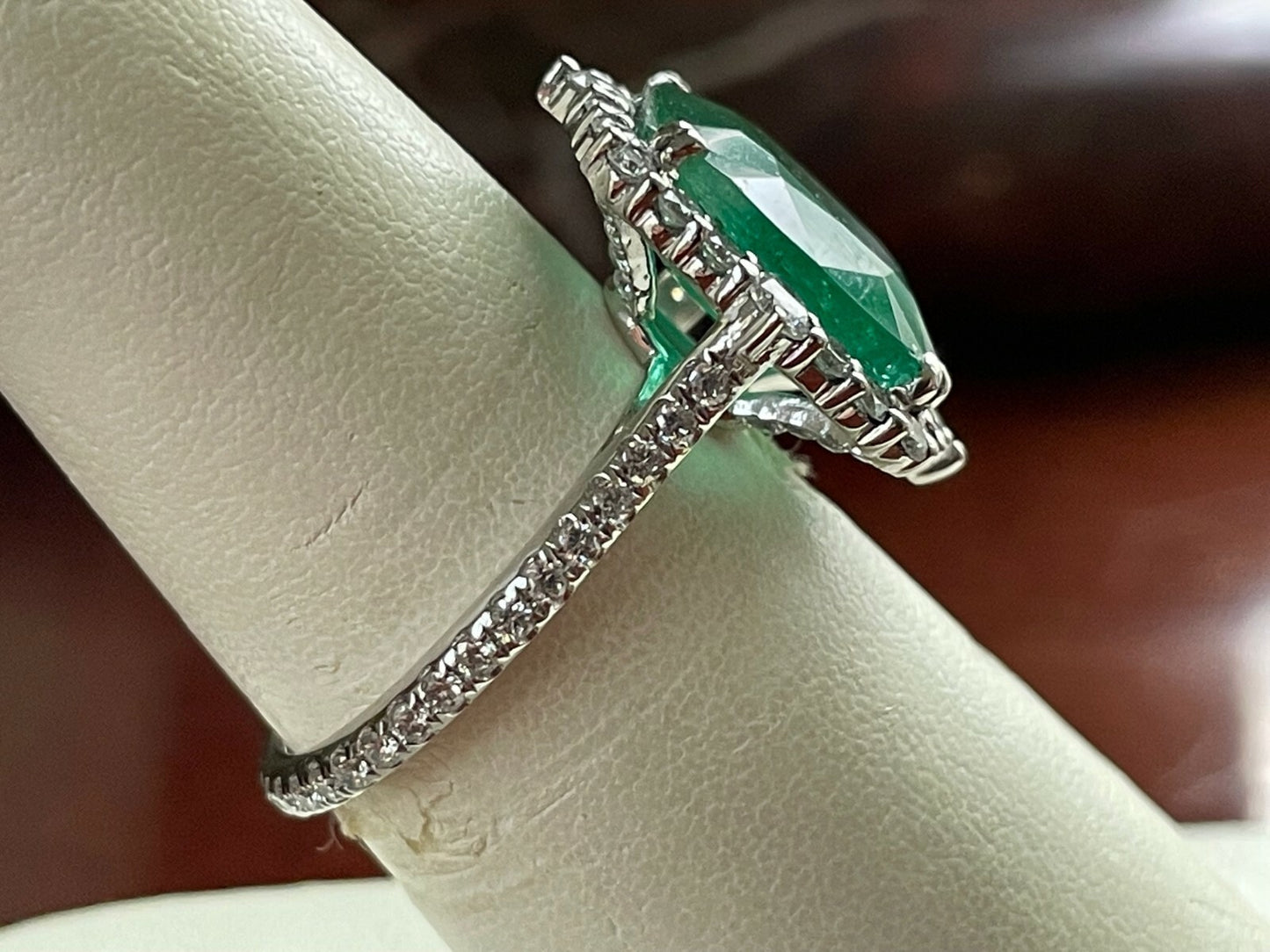 7.26ct Emerald & Diamond Halo Eternity Band Ring — GIA Certified, Platinum