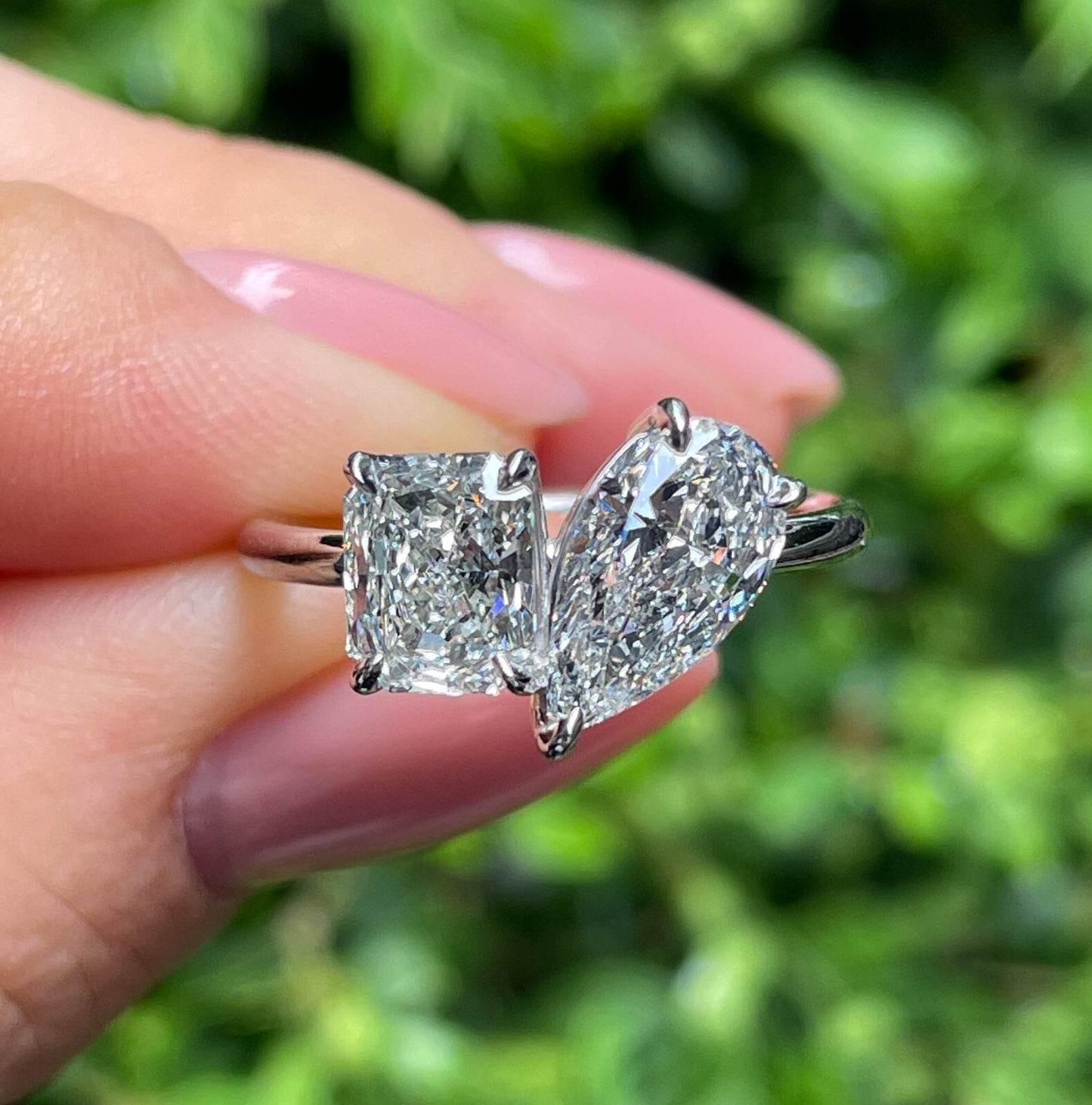 2.19ct Pear & Radiant Diamond Two-Stone Ring — GIA Certified, Platinum