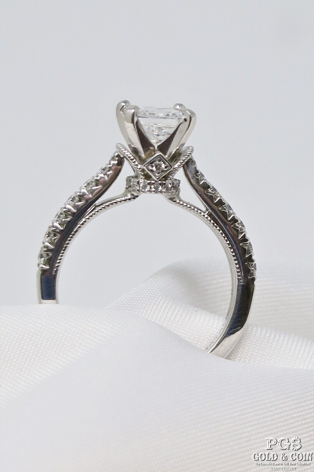 0.91ct Princess Cut Diamond Engagement Ring — GIA Certified, 14k White Gold