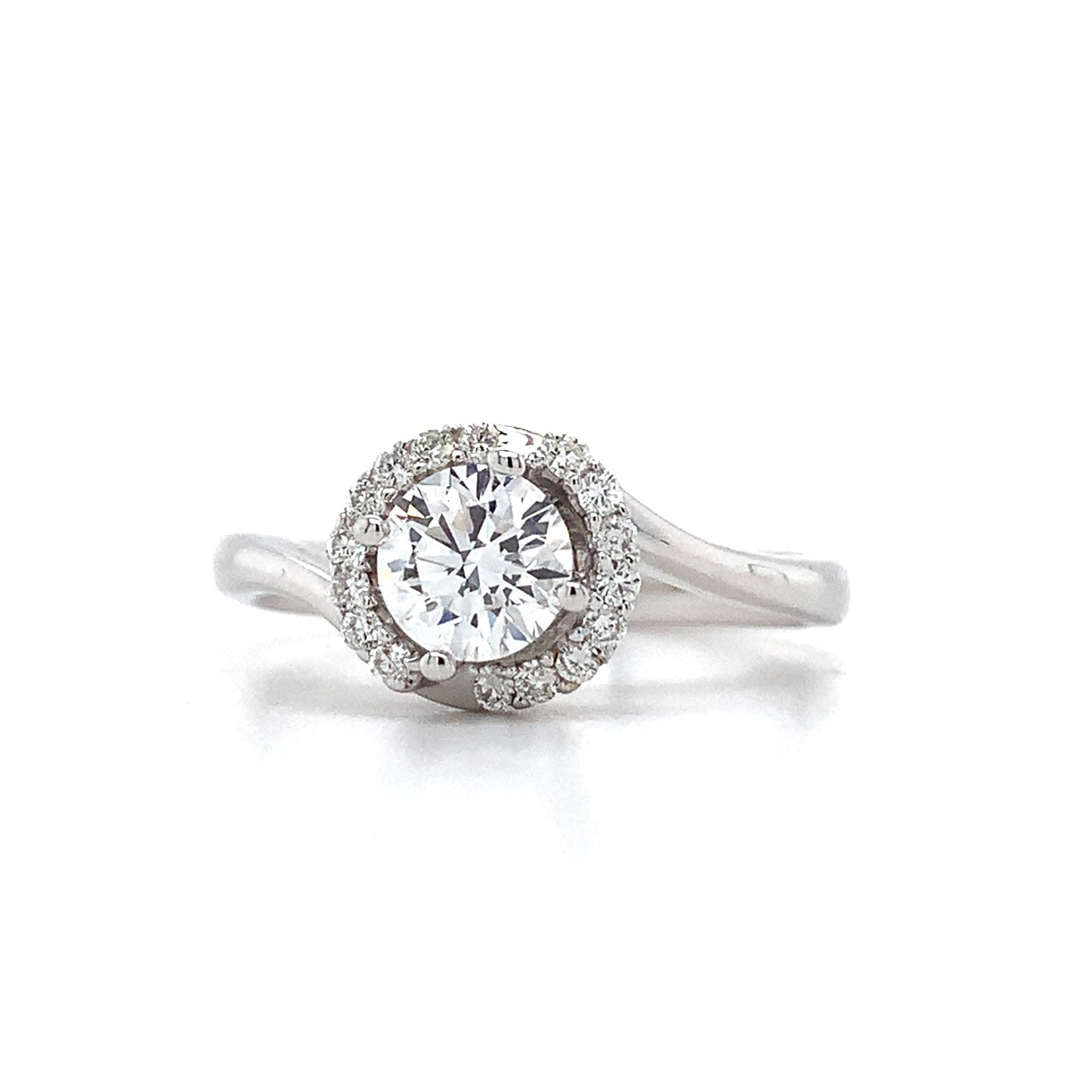 0.58ct Round Brilliant Diamond Milgrain Wedding Set — GIA Certified, 14k White Gold
