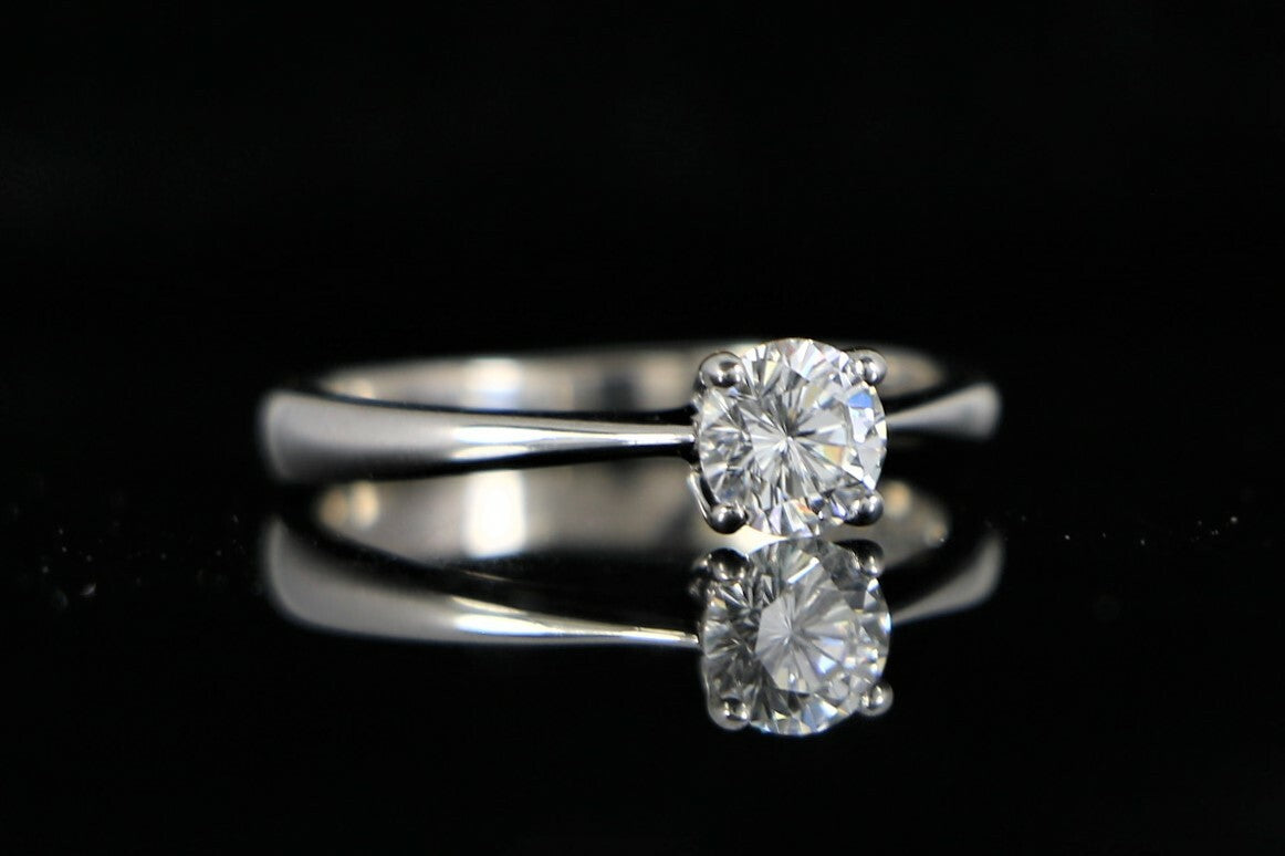 0.41ct Round Modified Brilliant Diamond Engagement Ring — GIA Certified, 18k White Gold