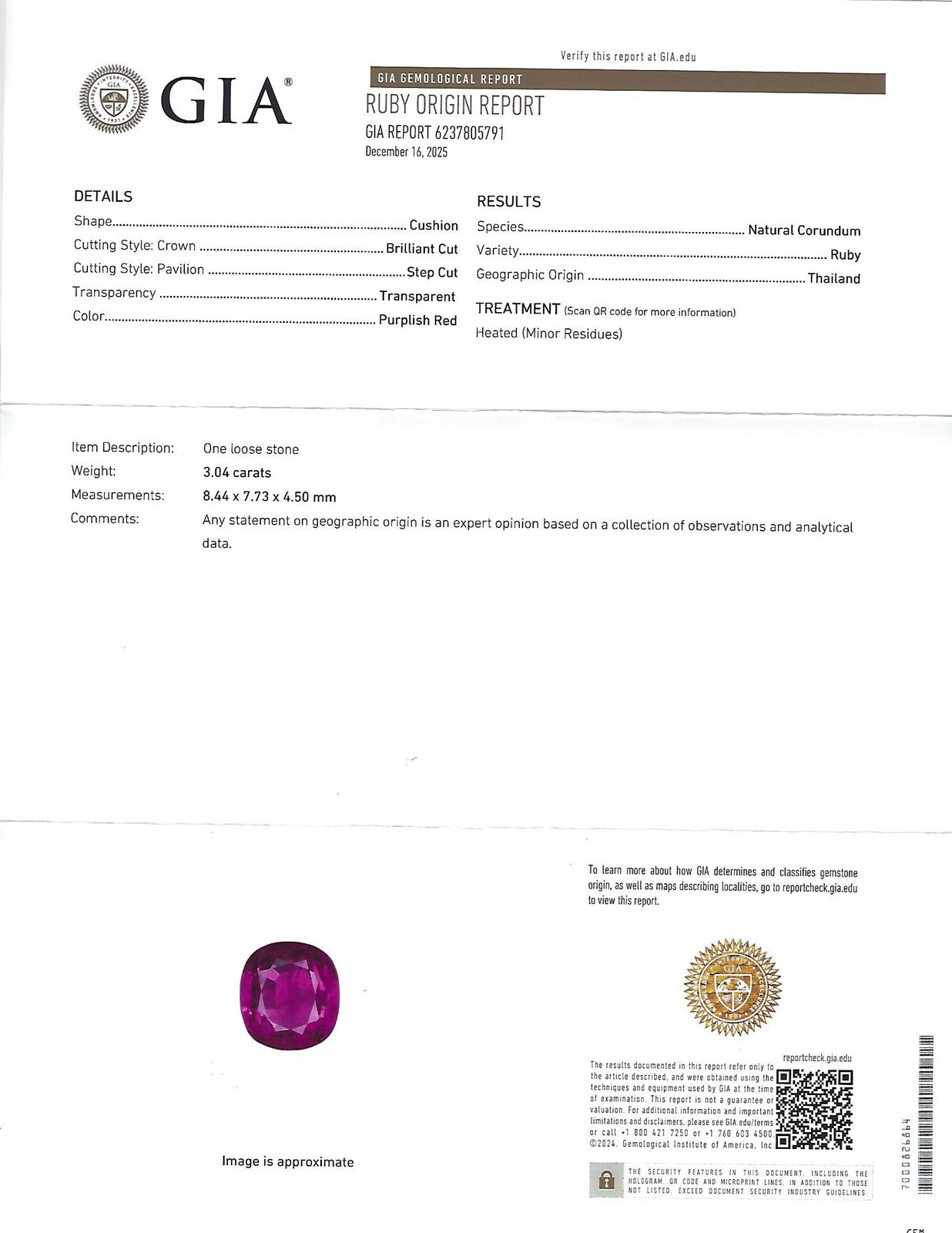 3.04ct Cushion Cut Ruby & Diamond Ring — GIA Certified, Platinum
