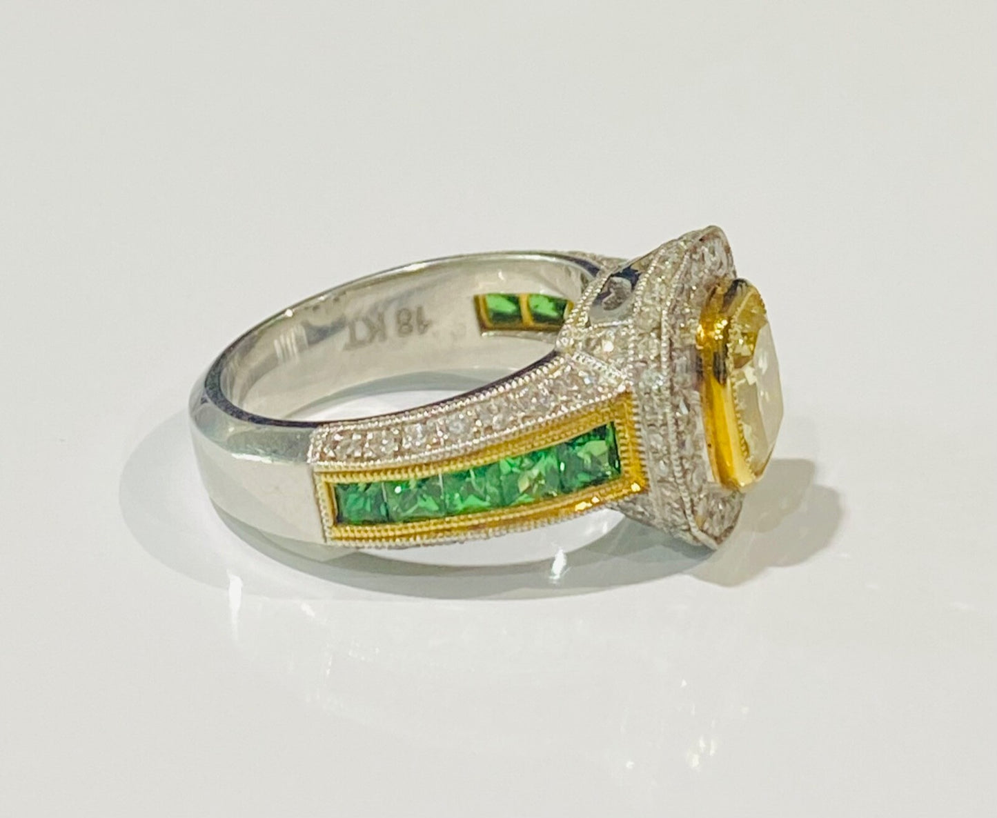 3.05ct Cushion Cut Fancy Yellow Diamond Halo Ring — GIA Certified, Platinum & 18k Gold
