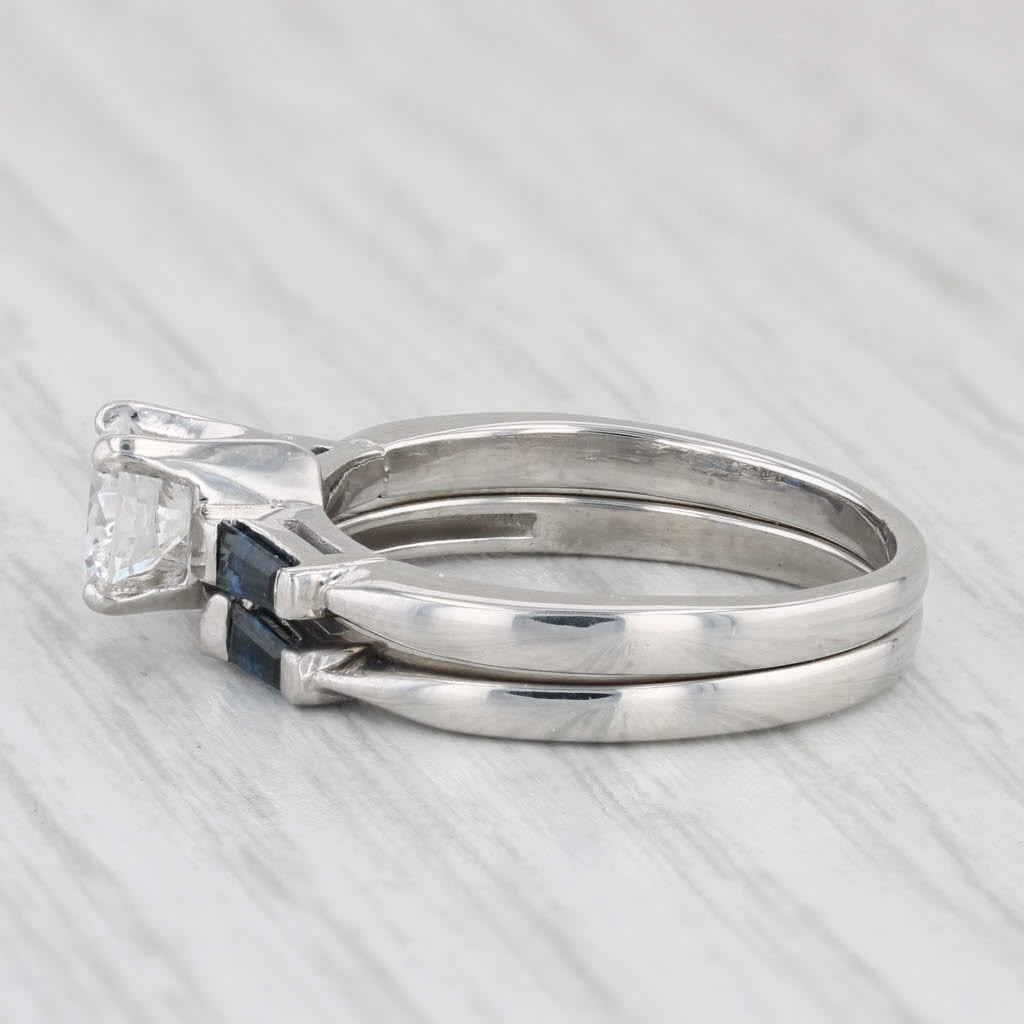 0.79ct Round Brilliant Diamond Engagement Ring with Sapphire Guard — GIA Certified, Platinum