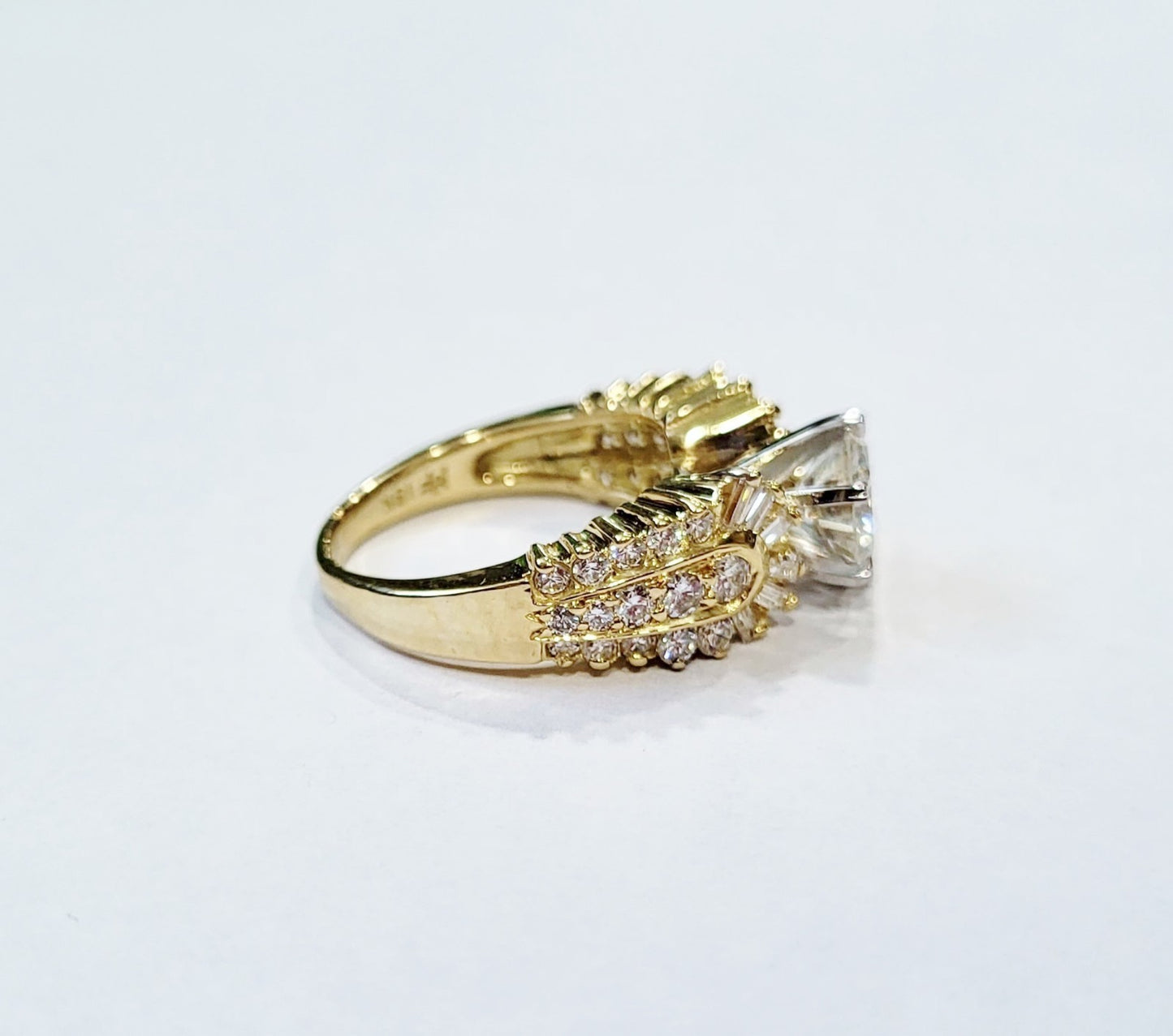1.89ct Round Brilliant Diamond Baguette Ring — GIA Certified, 18k Yellow Gold