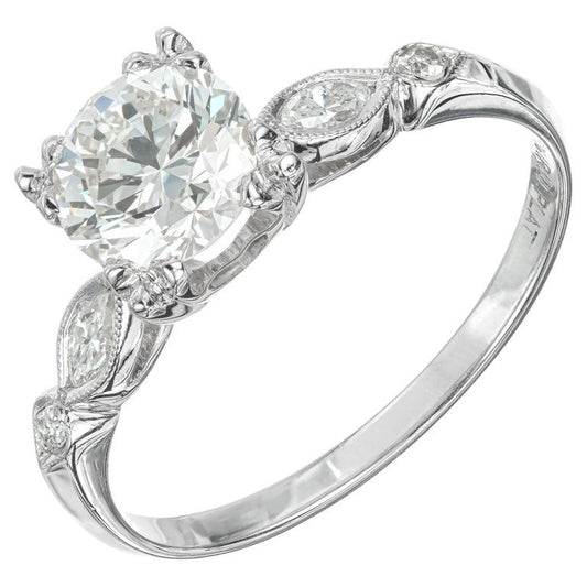 1.10ct Old Mine Cut Diamond Art Deco Ring — GIA Certified, Platinum