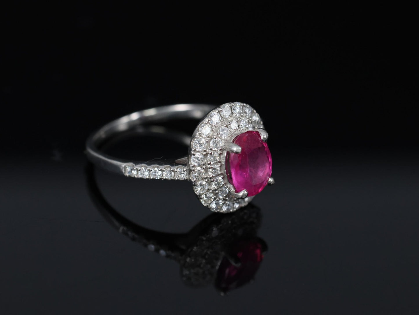 1.45ct Oval Burma Ruby 0.55ct Diamond Halo Ring — GIA Certified, Platinum