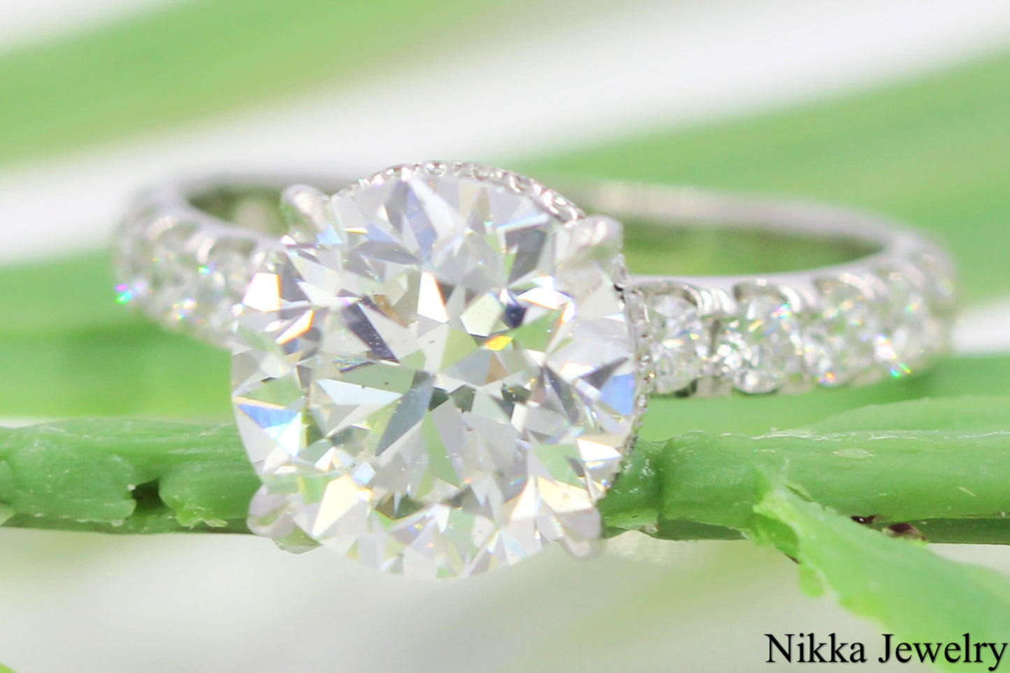 3.51ct Round Brilliant Diamond Hidden Halo Ring — GIA Certified, 18k White Gold