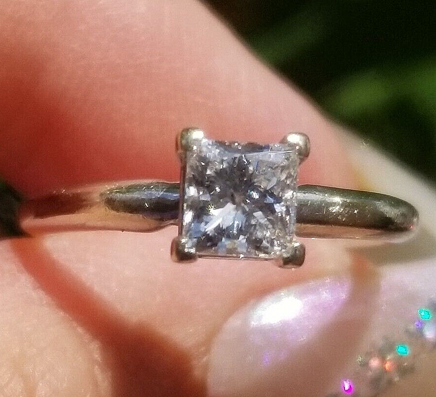 0.80ct Princess Cut Diamond Solitaire Ring — GIA Certified, 14k White Gold