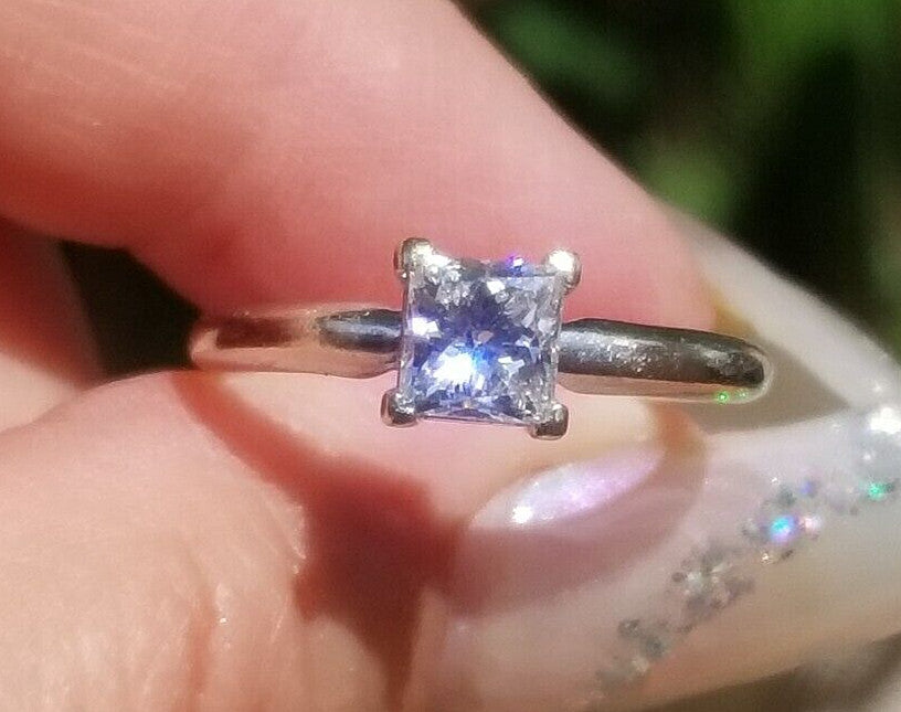 0.80ct Princess Cut Diamond Solitaire Ring — GIA Certified, 14k White Gold
