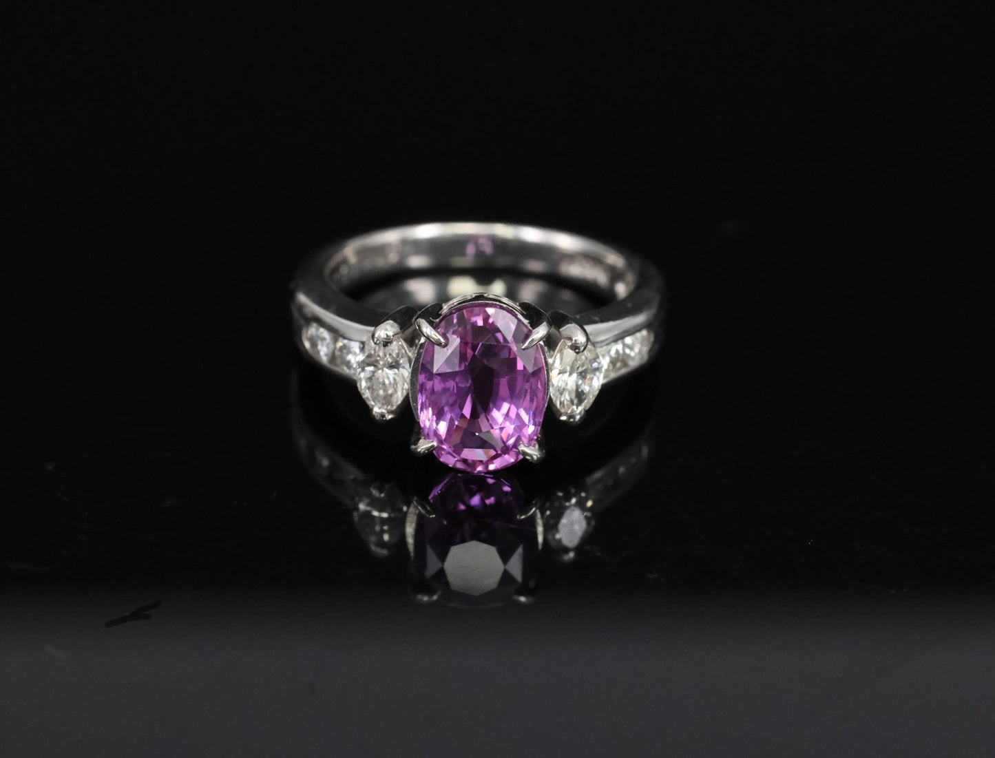 2.91ct Oval Pink Sapphire & Diamond Ring — GIA Certified, Platinum