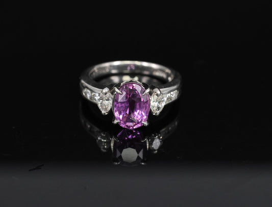 2.91ct Oval Pink Sapphire & Diamond Ring — GIA Certified, Platinum