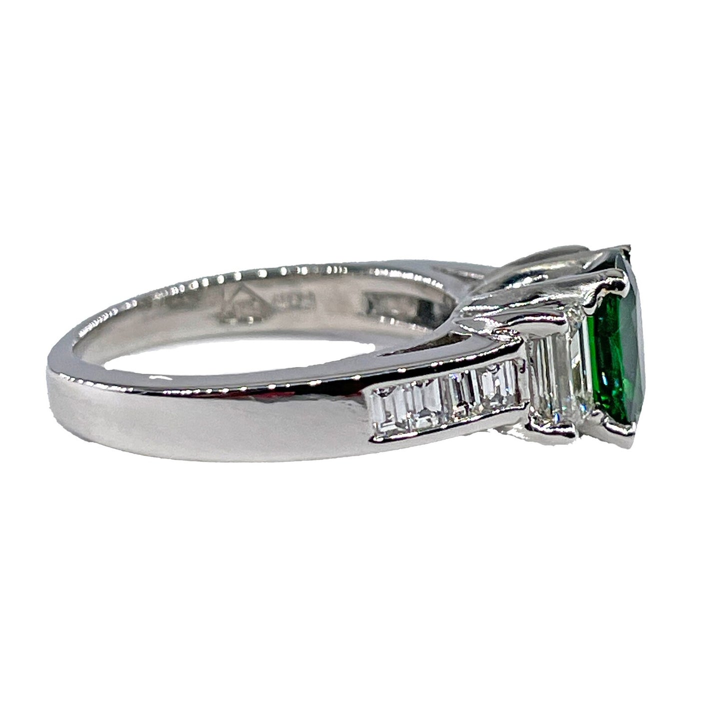 1.62ct Cushion Tsavorite Garnet Diamond Cocktail Ring — GIA Certified, Platinum