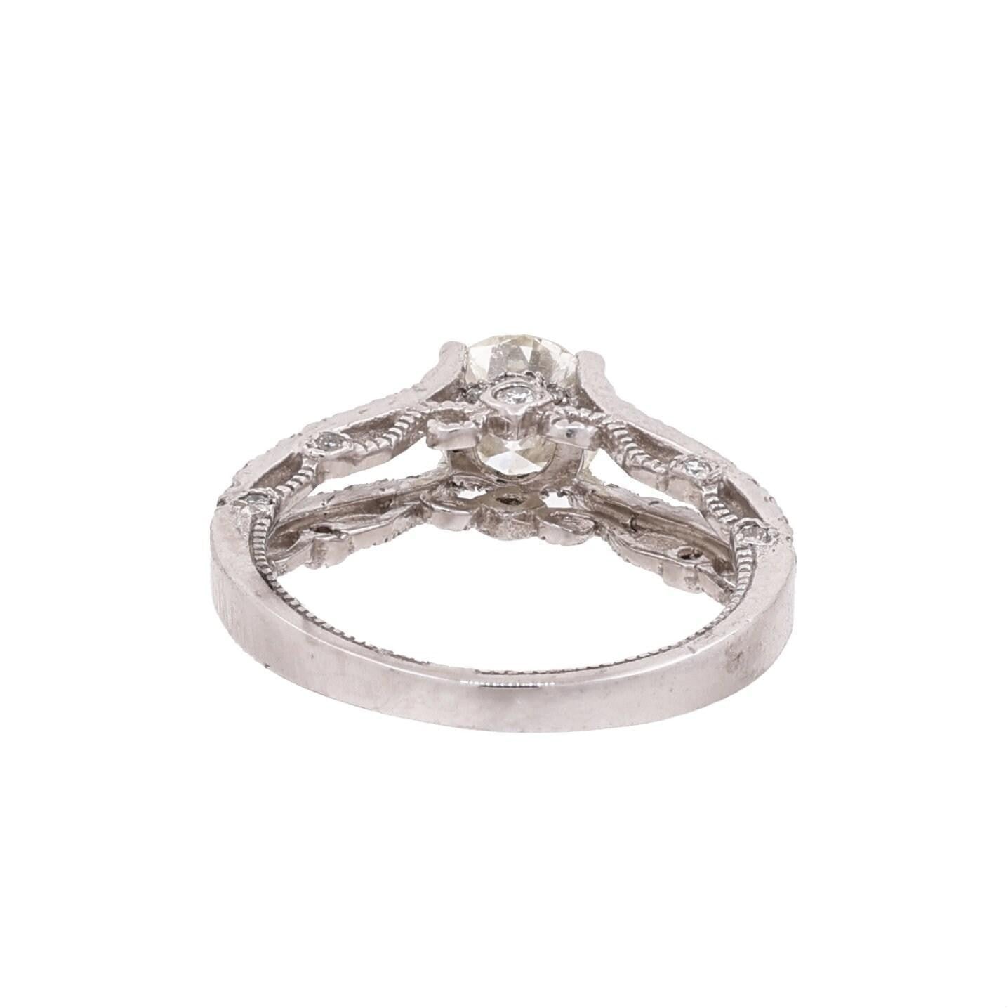 1.01ct Round Brilliant Diamond Solitaire Ring with Accents — GIA Certified, 14k White Gold