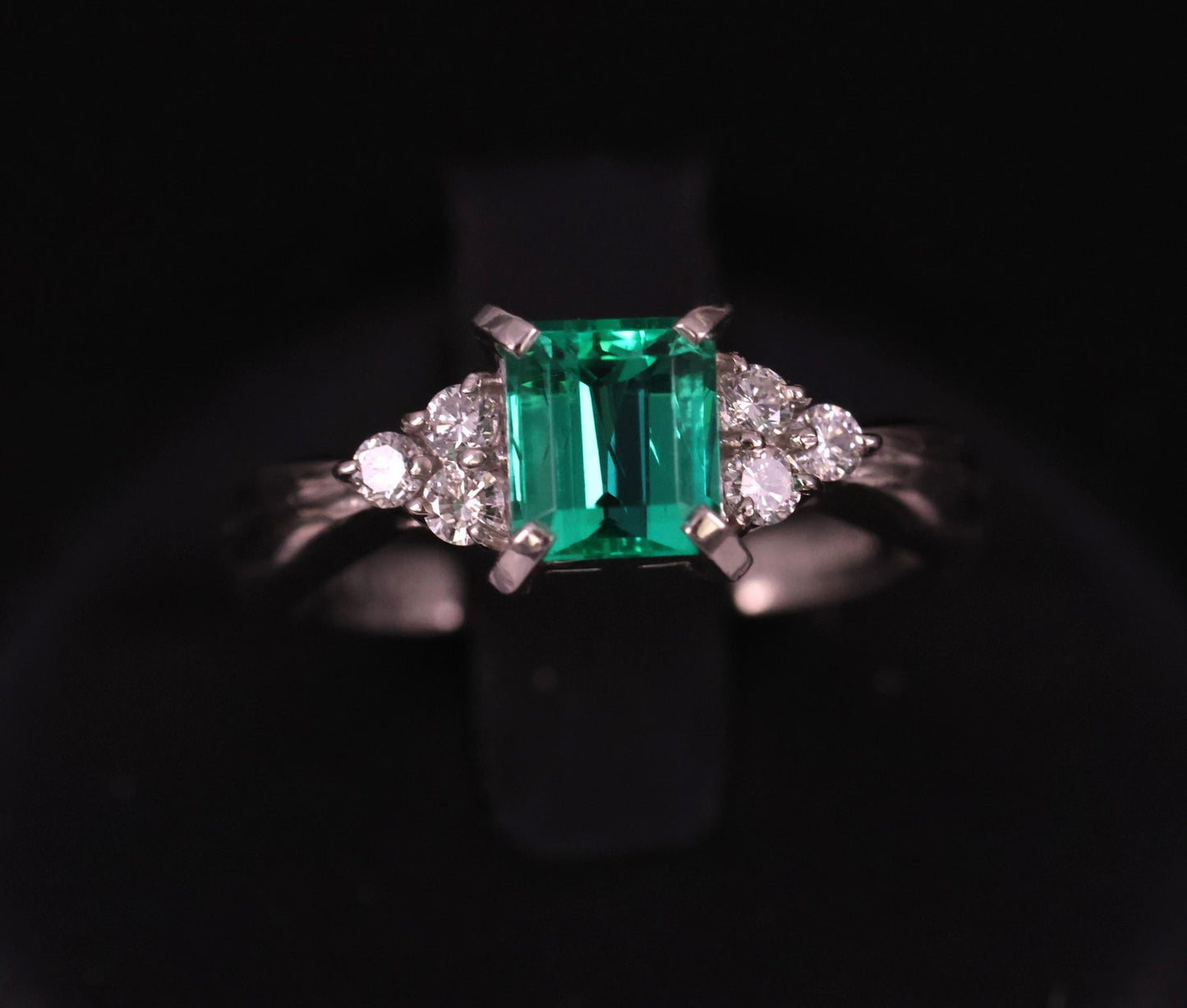 0.81ct Emerald Cut Colombian Emerald & Diamond Ring — GIA Certified, Platinum