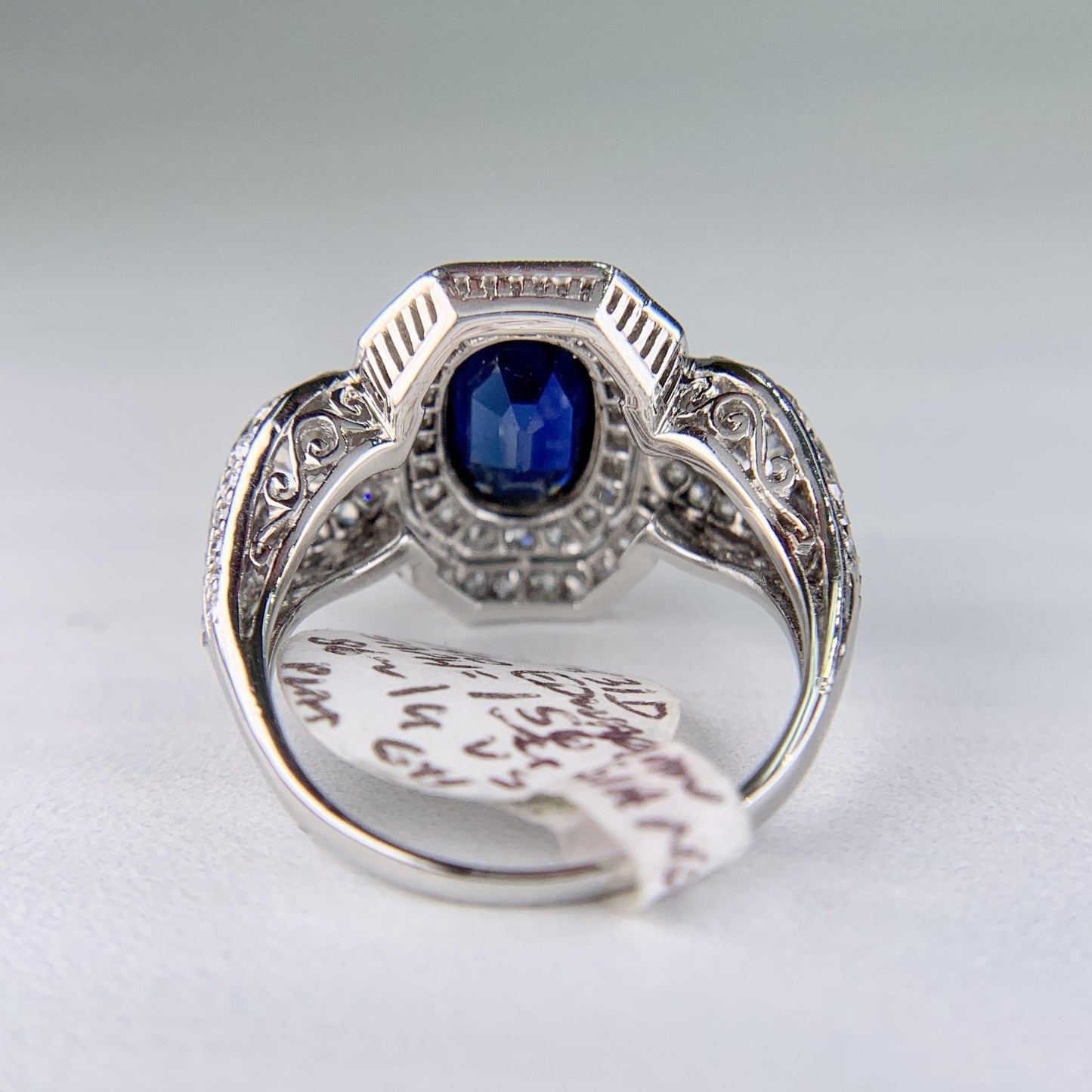 1.56ct Oval Sapphire Diamond Edwardian Ring — GIA Certified, Platinum