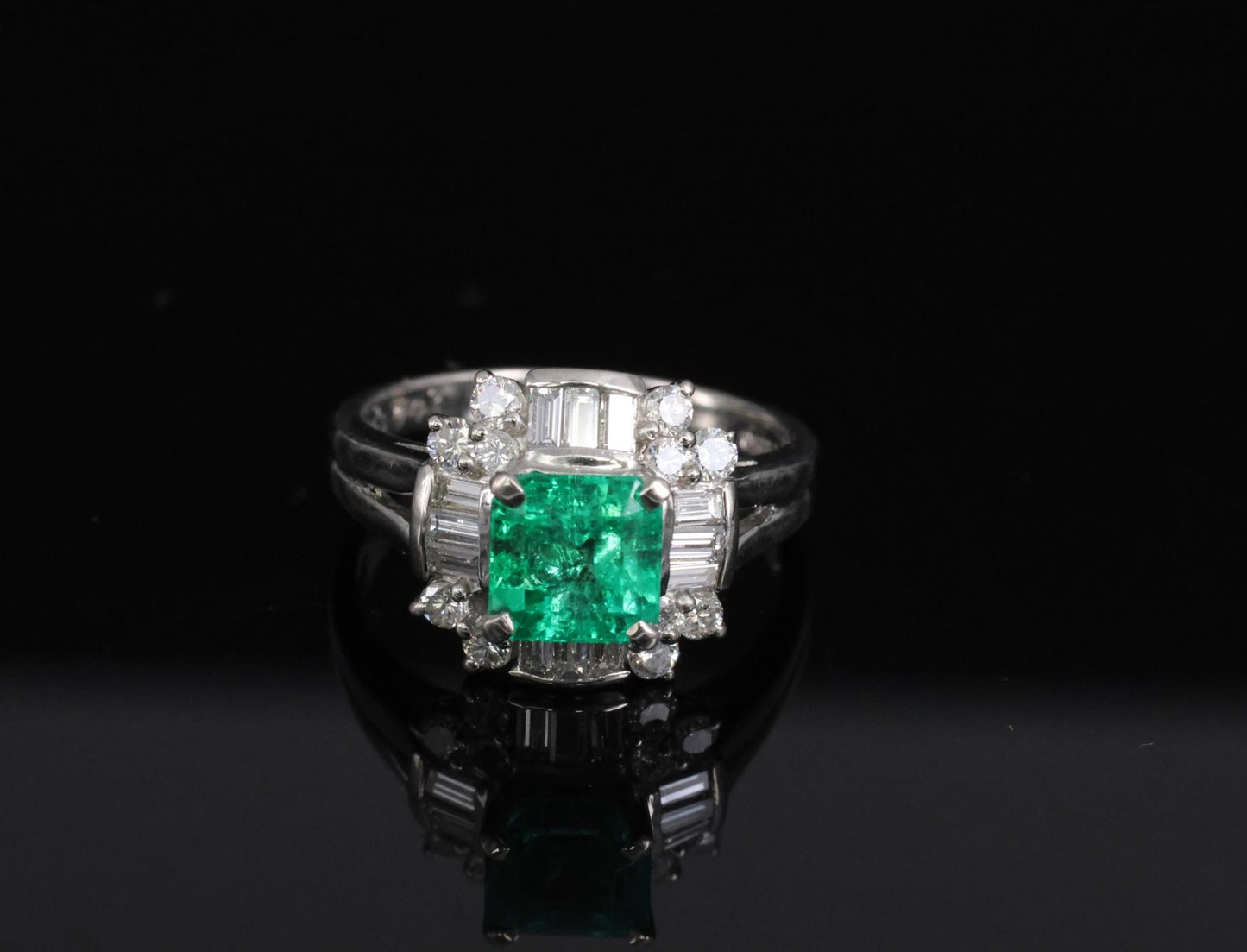 1.22ct Emerald Cut Colombian Emerald & 0.63ct Diamond Ring — GIA Certified, Platinum