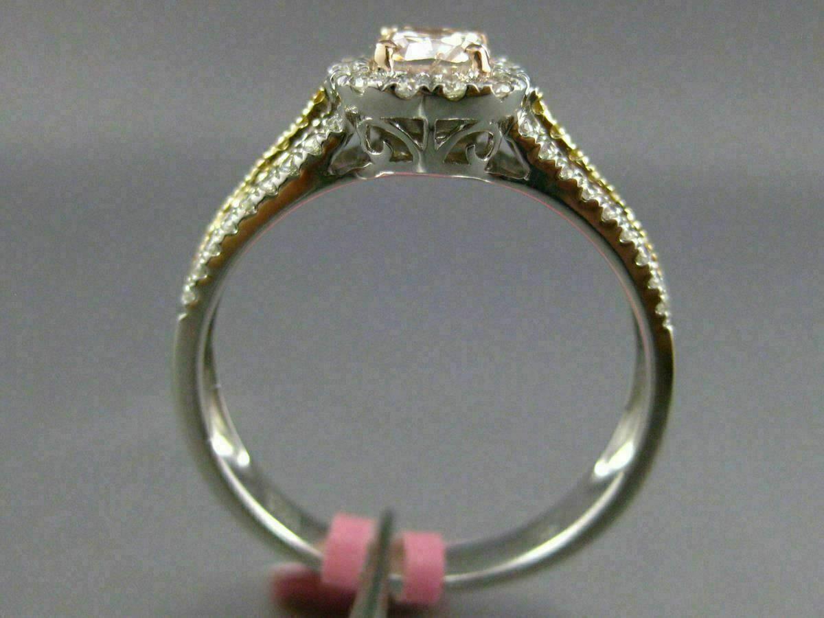 0.86ct Square Halo Diamond Engagement Ring — GIA Certified, 18k Tri-Color Gold