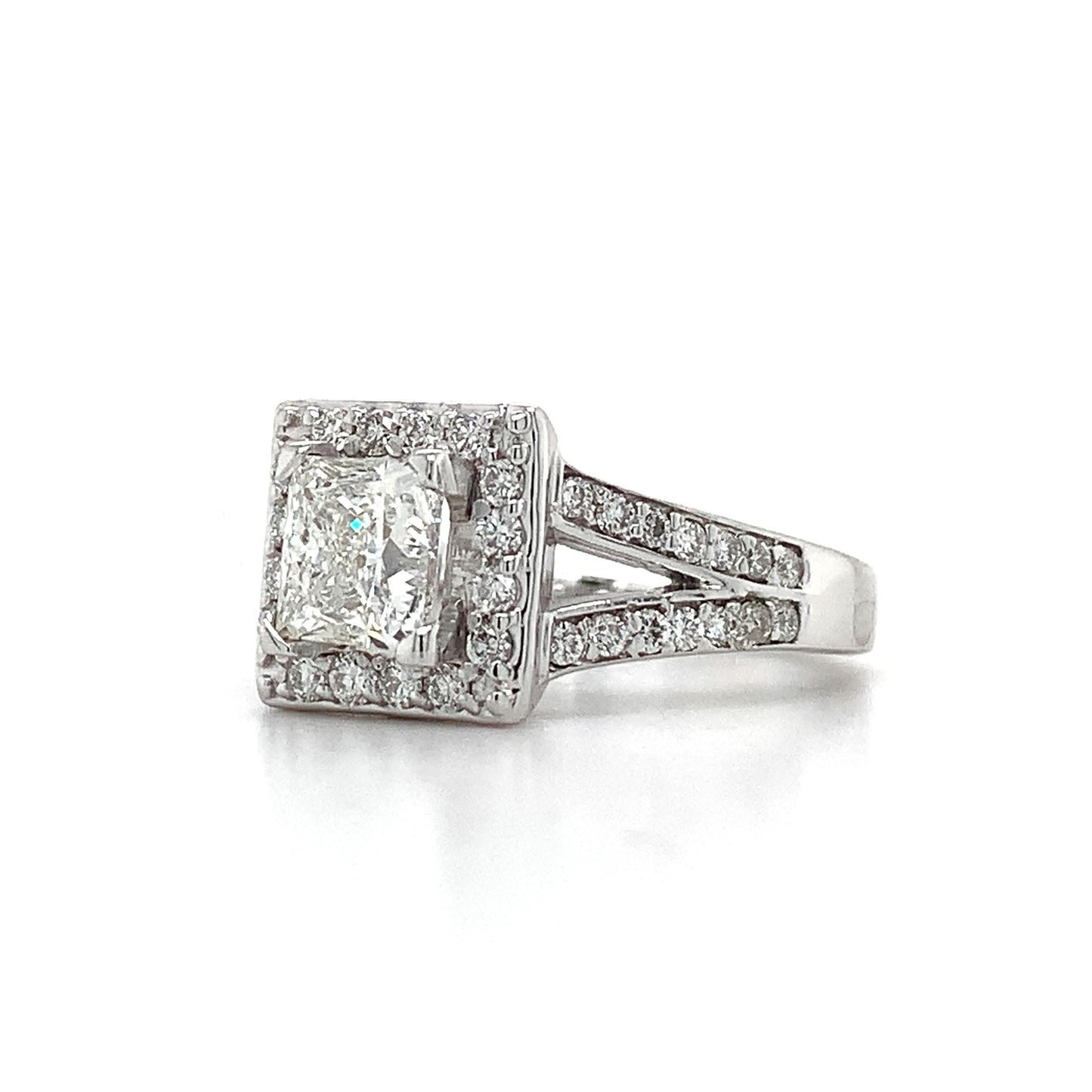 0.96ct Princess Cut Diamond Halo Ring — GIA Certified, 14k White Gold