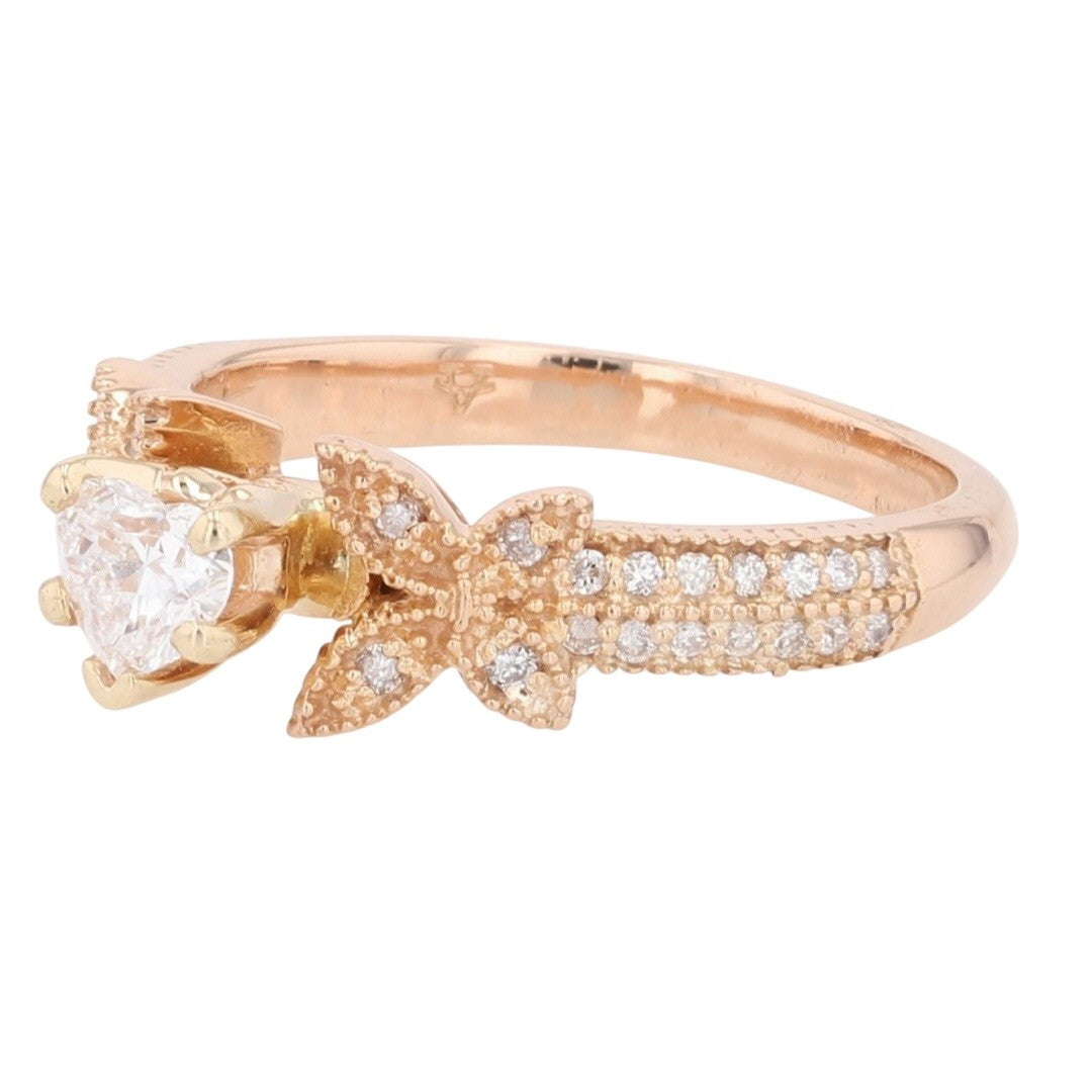 0.45ct Heart Diamond Engagement Ring with Accents — GIA Certified, 18k Rose Gold