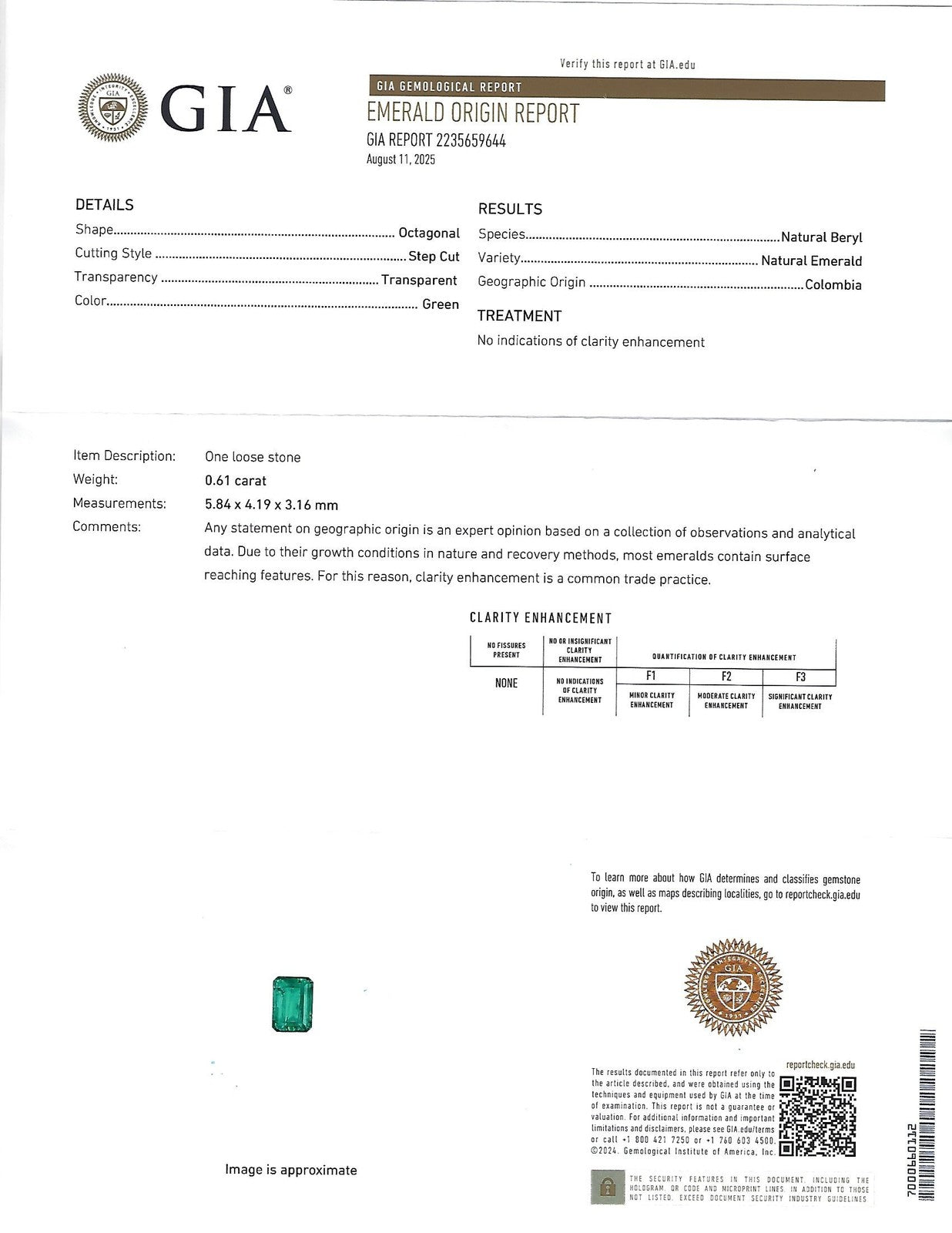 0.61ct Emerald Cut Colombian Emerald & 0.32ct Diamond Ring — GIA Certified, Platinum