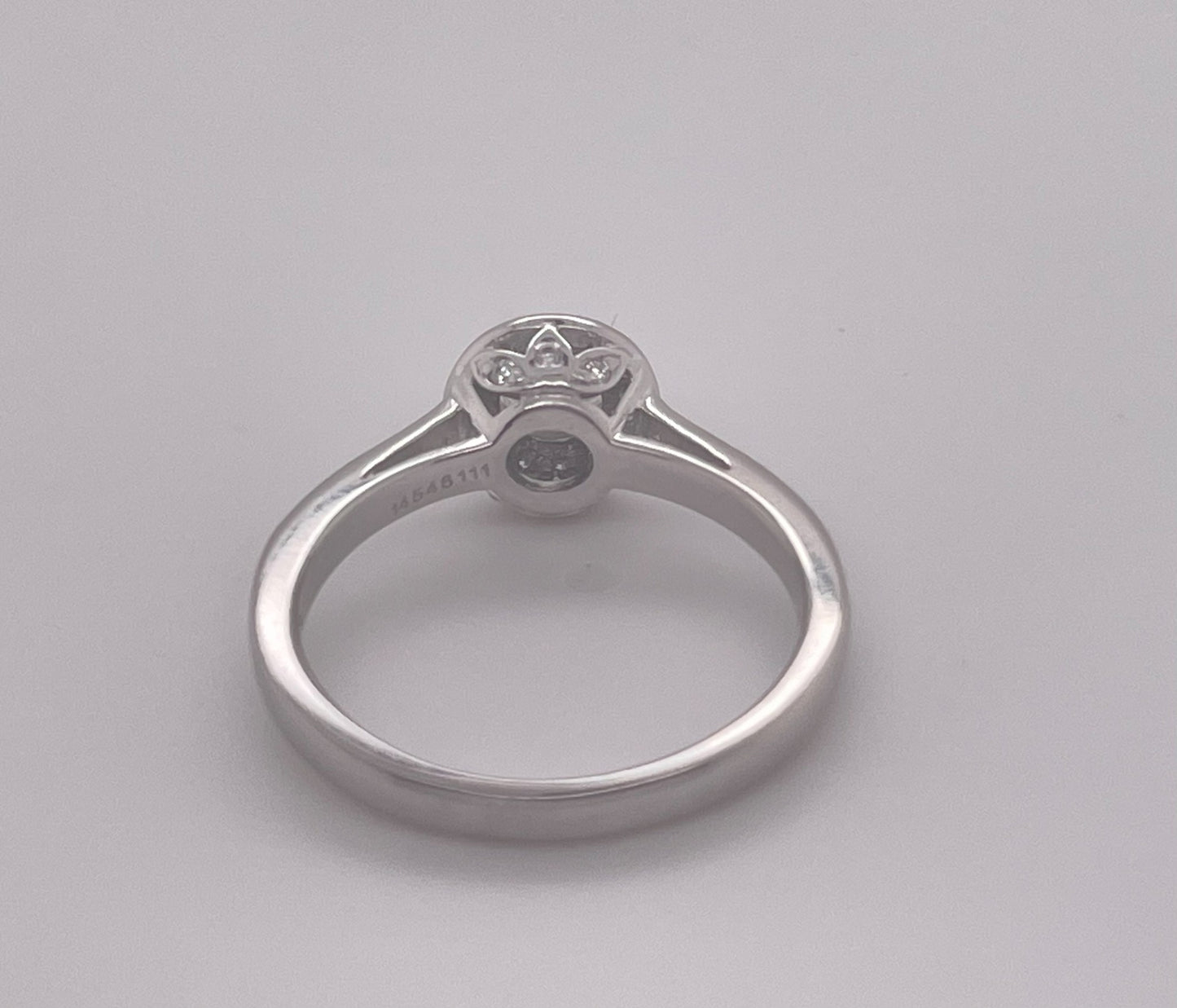 0.59ct Round Brilliant Halo Engagement Ring — GIA Certified, 18K White Gold