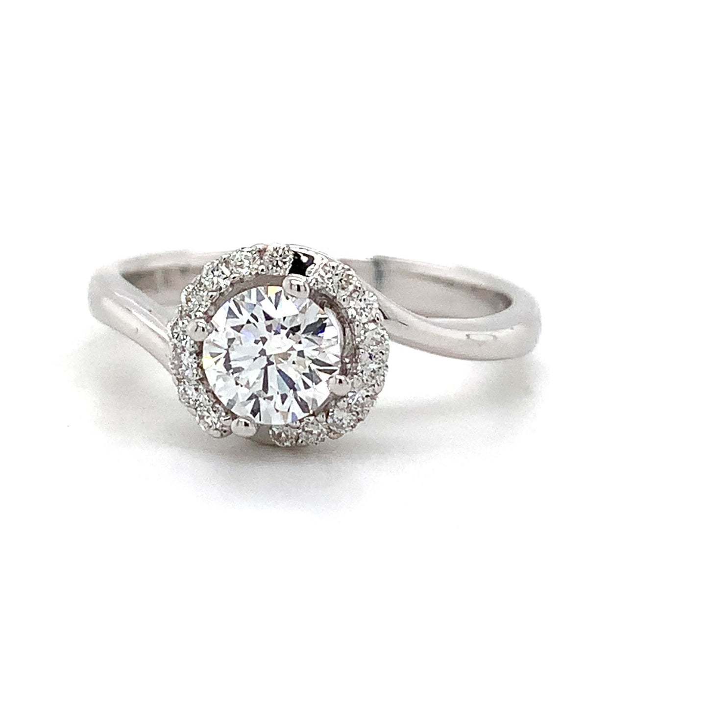 0.58ct Round Brilliant Diamond Milgrain Wedding Set — GIA Certified, 14k White Gold