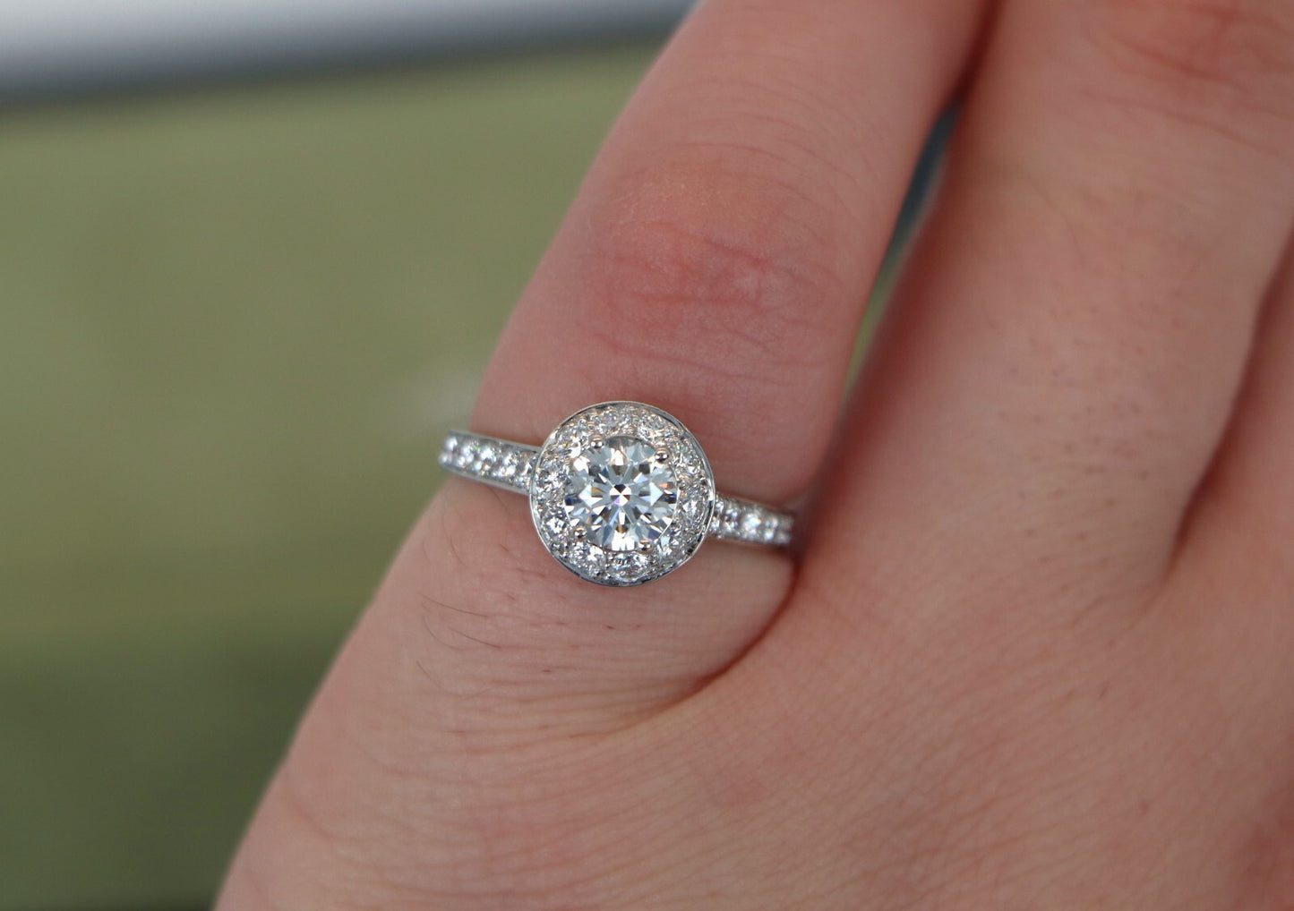 1.34ct Round Brilliant Diamond Halo Engagement Ring — GIA Certified, Platinum