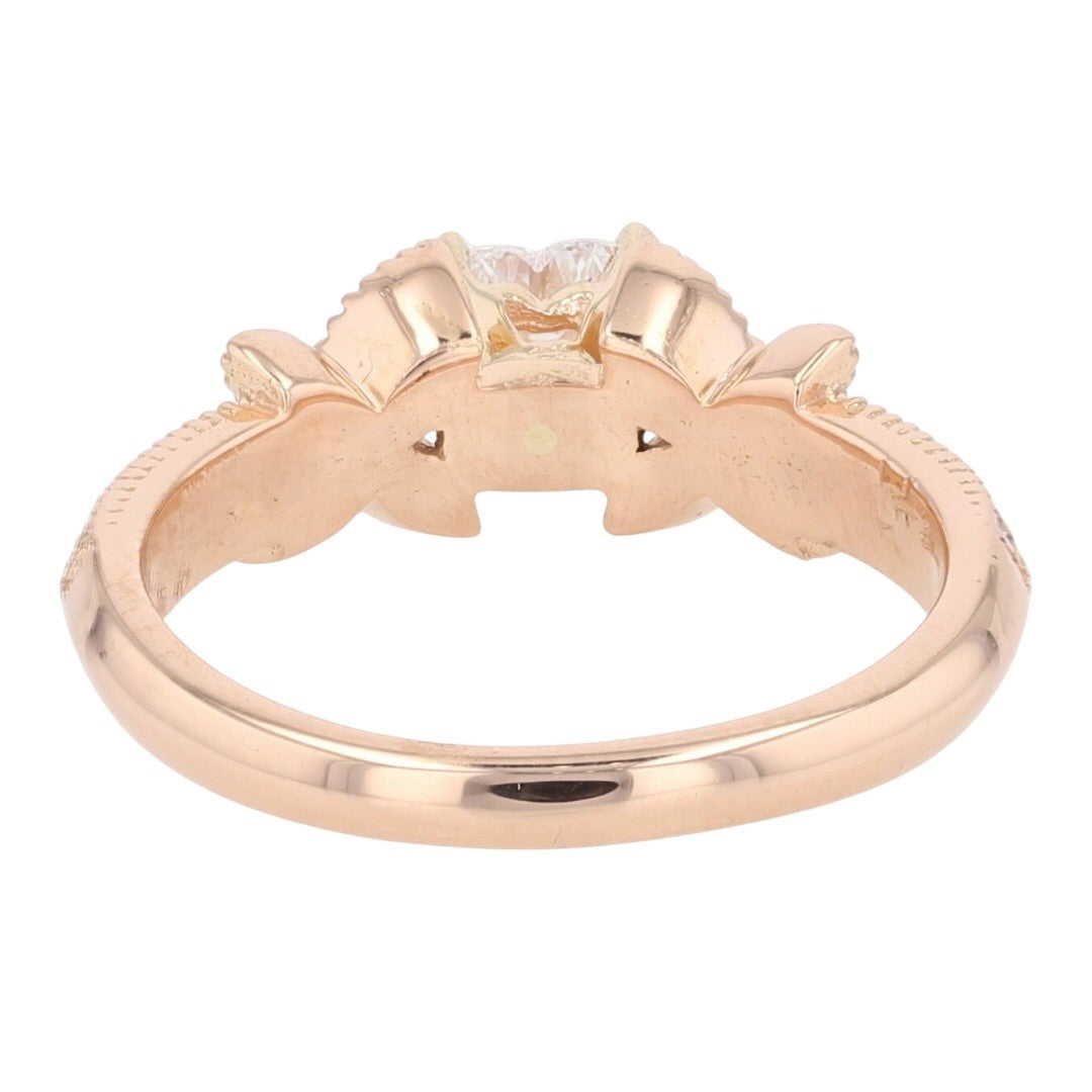 0.45ct Heart Diamond Engagement Ring with Accents — GIA Certified, 18k Rose Gold