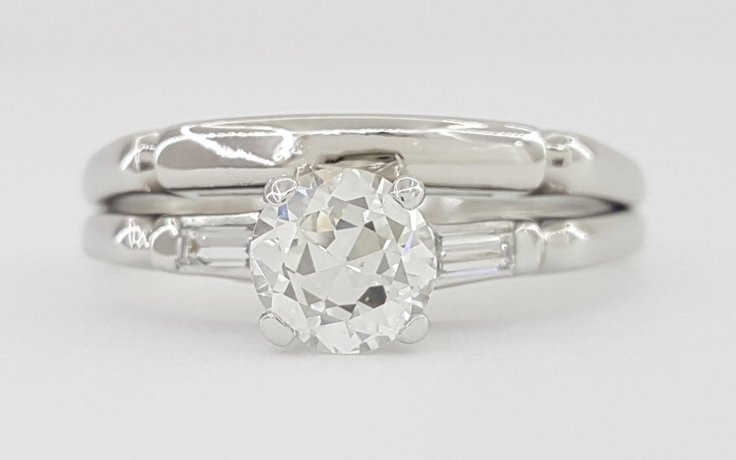 0.57ct Circular Brilliant Diamond Art Deco Ring — GIA Certified, 14k White Gold