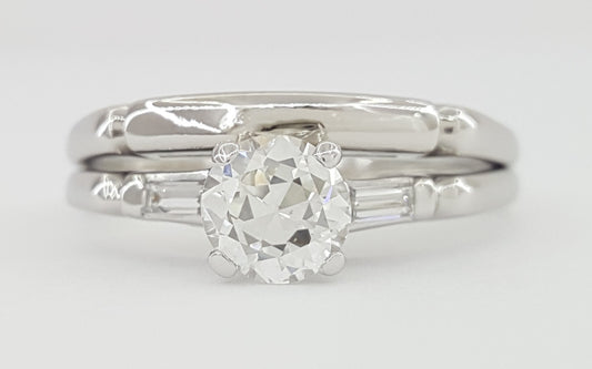 0.57ct Circular Brilliant Diamond Art Deco Ring — GIA Certified, 14k White Gold