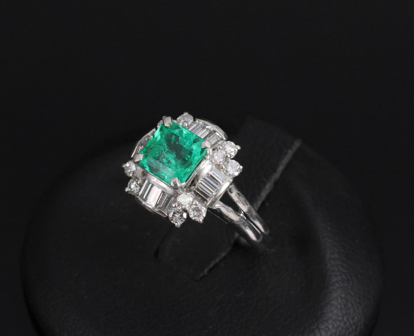 1.22ct Emerald Cut Colombian Emerald & 0.63ct Diamond Ring — GIA Certified, Platinum