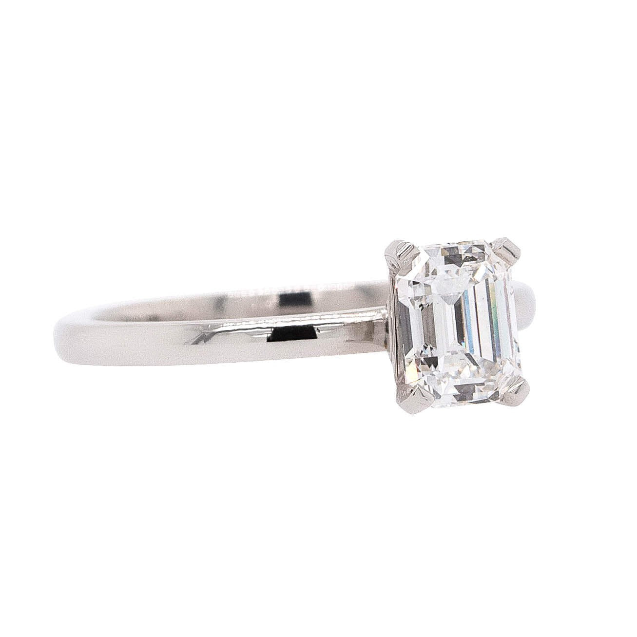 1.12ct Emerald Cut Diamond Engagement Ring — GIA Certified, Platinum
