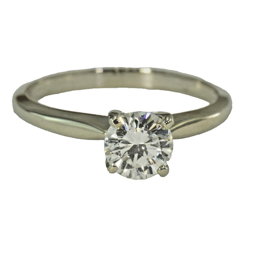 0.77ct Round Brilliant Diamond Solitaire Ring — GIA Certified, 14k White Gold