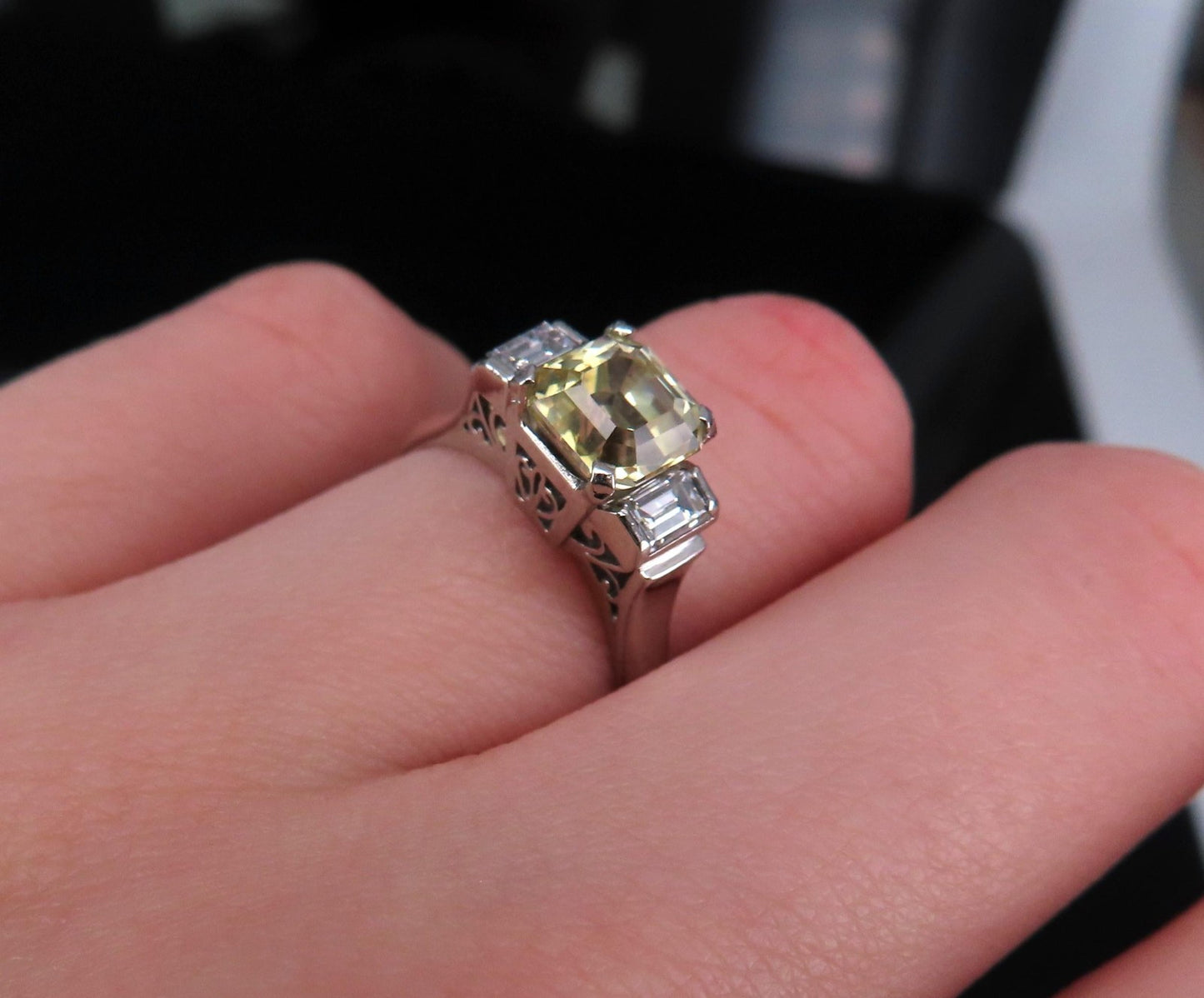 1.87ct Yellow Sapphire & 0.45ct Diamond Ring — GIA Certified, Platinum