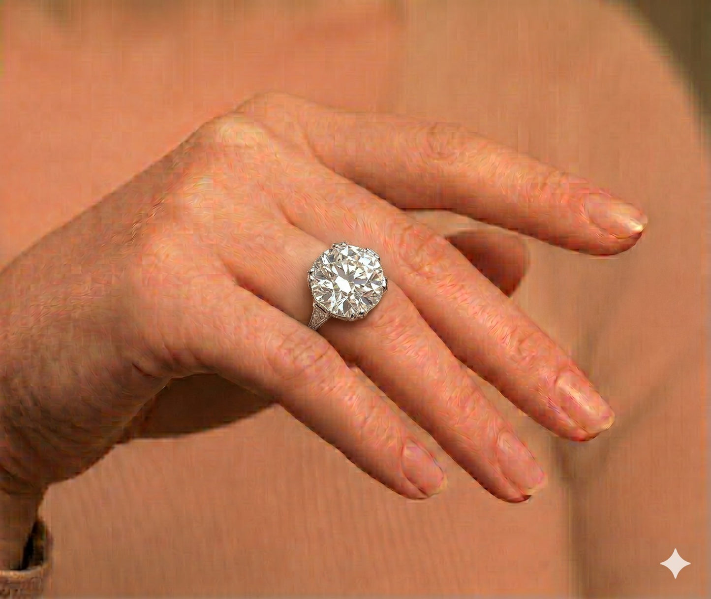 10.39ct Circular Brilliant Diamond Vintage Filigree Ring — GIA Certified, Platinum