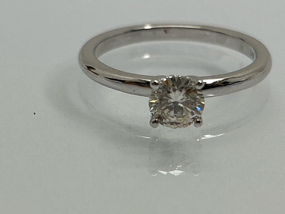 0.50ct Round Brilliant Diamond Solitaire Ring — GIA Certified, 14k White Gold