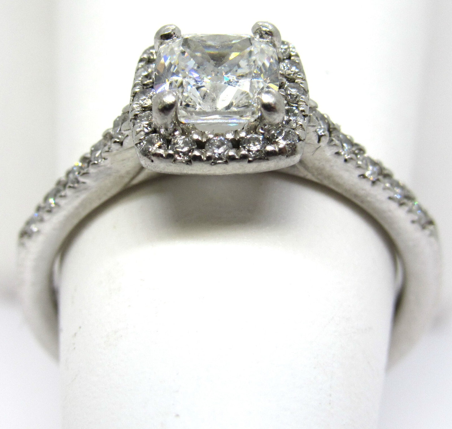 0.72ct Cushion Diamond Halo Engagement Ring — GIA Certified, Platinum