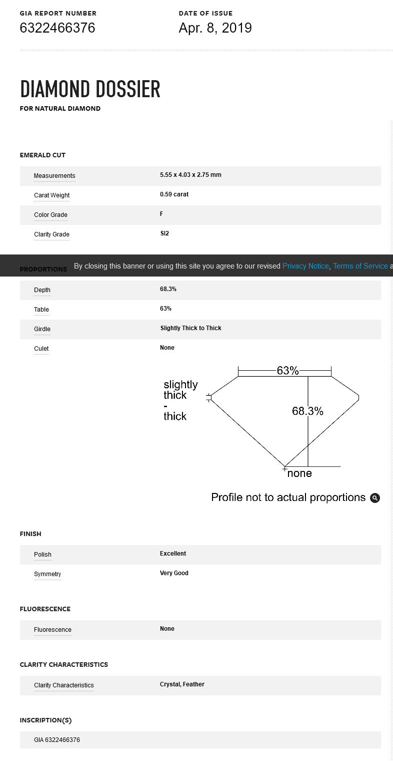 0.59ct Emerald Cut Diamond Solitaire Ring — GIA Certified, 18k Yellow Gold