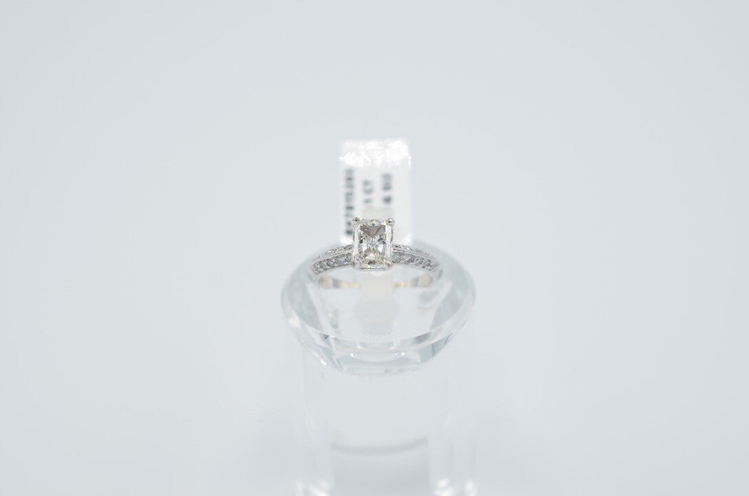 1.31ct Cut-Cornered Rectangular Modified Brilliant Diamond Engagement Ring — GIA Certified, 18k White Gold