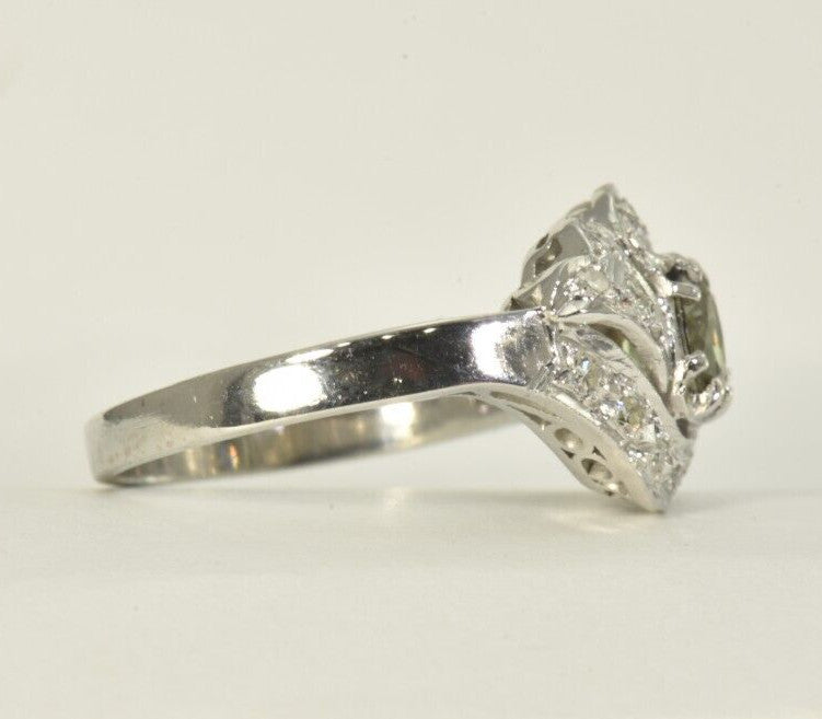 0.76ct Oval Alexandrite Vintage Diamond Ring — GIA Certified, 10k White Gold