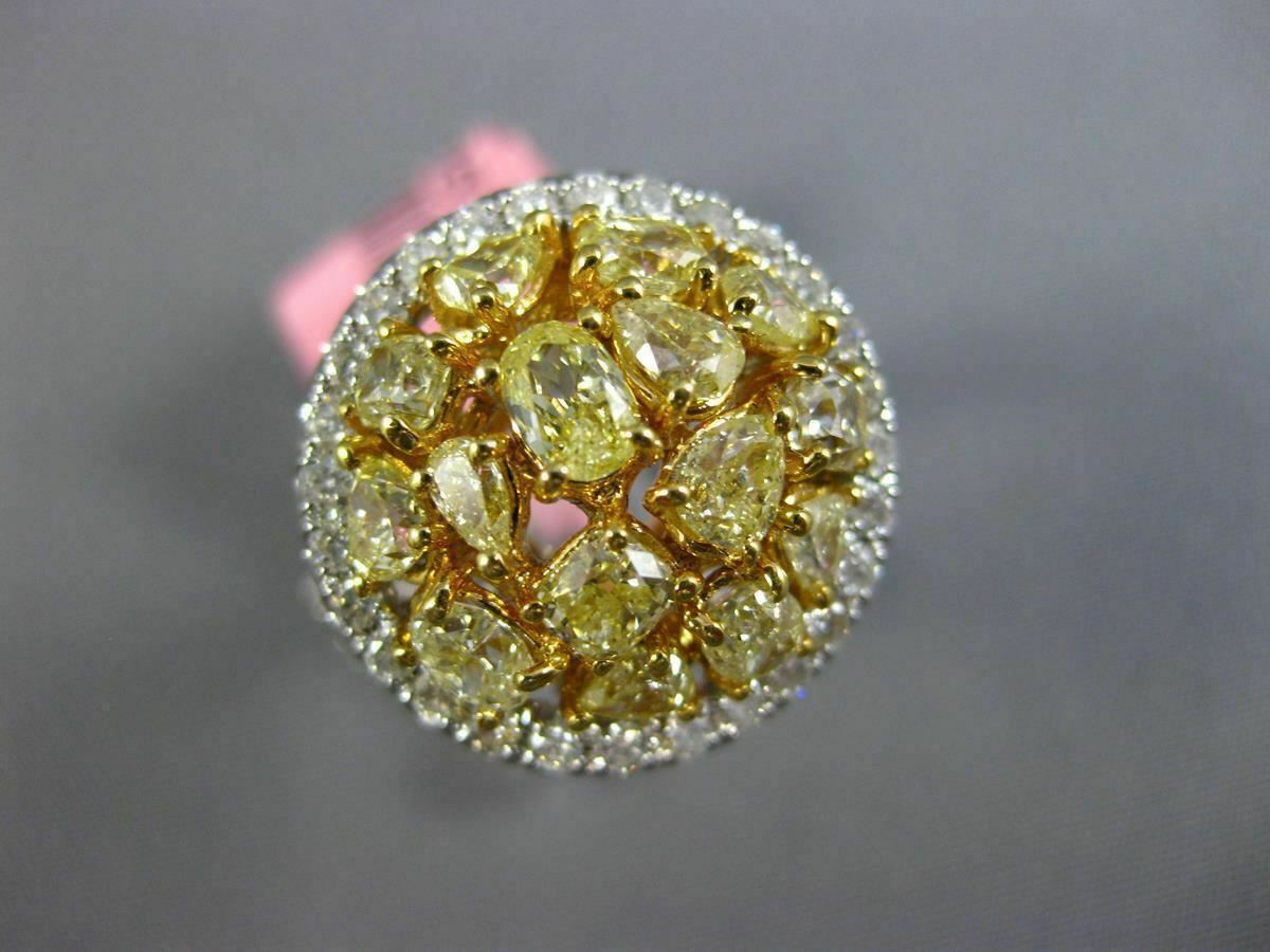 2.87ct Fancy Yellow & White Diamond 3D Cluster Ring — GIA Certified, 18k Two-Tone Gold