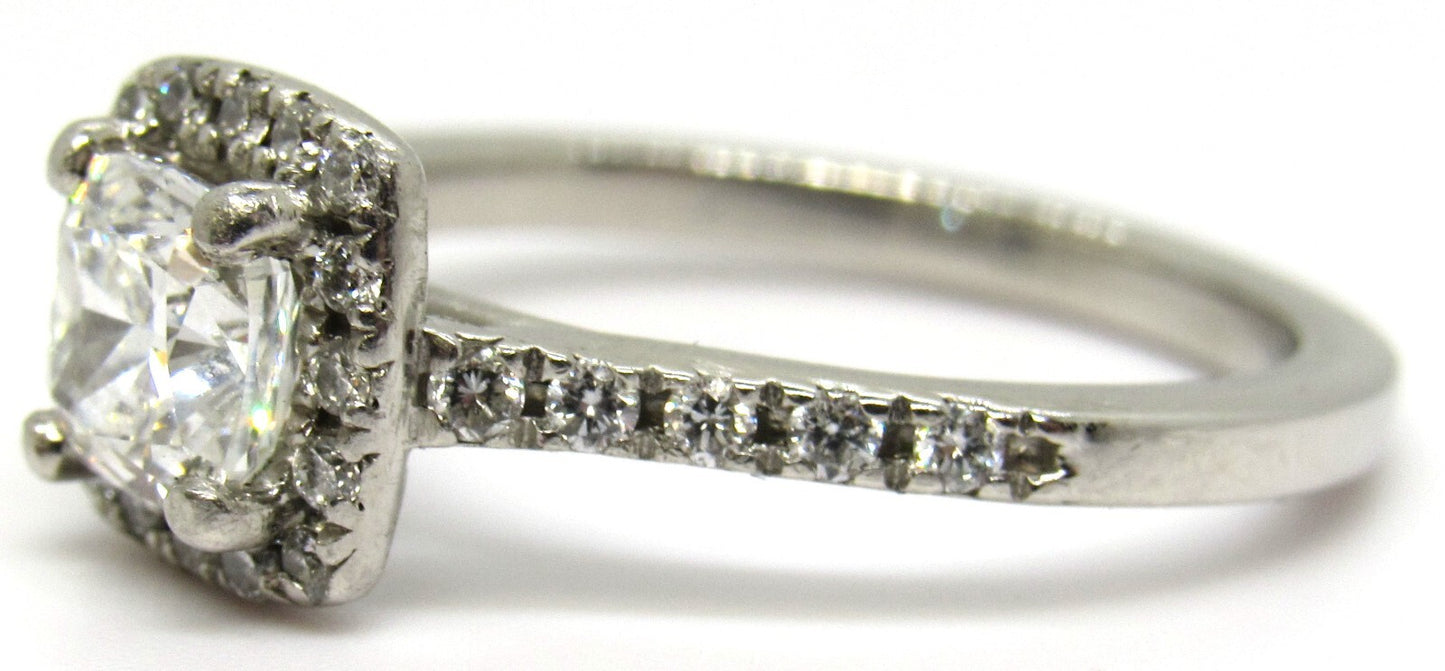 0.72ct Cushion Diamond Halo Engagement Ring — GIA Certified, Platinum