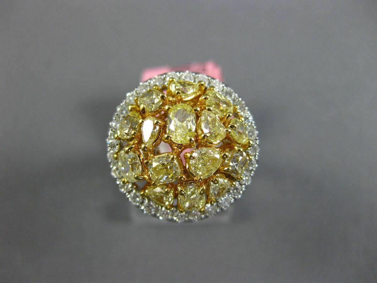 2.87ct Fancy Yellow & White Diamond 3D Cluster Ring — GIA Certified, 18k Two-Tone Gold